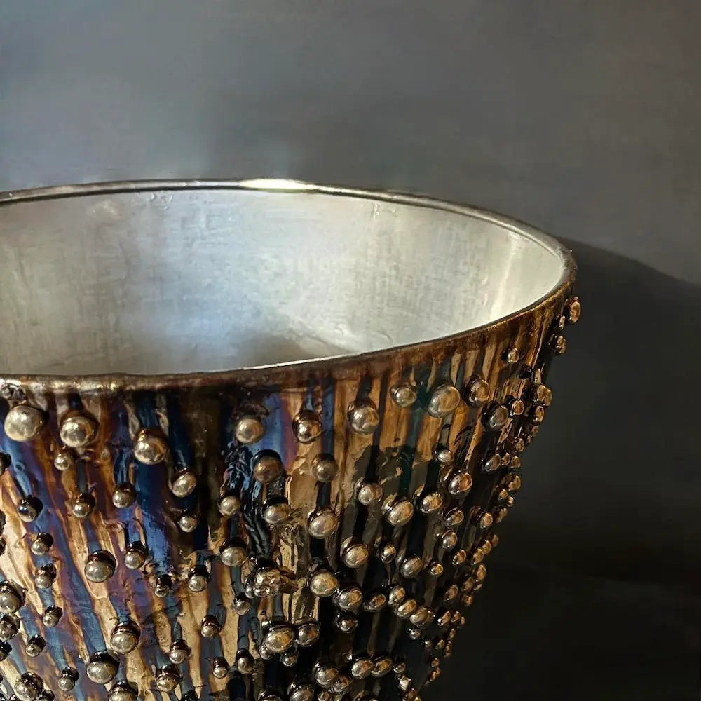 Elegant Glass Drops Metal Vase - Modern Home Decor for Living Room, Wedding Centerpiece & Office Desk Decor