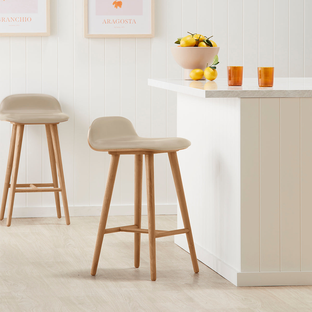 Premium Leather Bar Stool - Adjustable Height Modern Counter Stool with Backrest - Perfect for Kitchen Island, Home Bar & Dining Room Decor