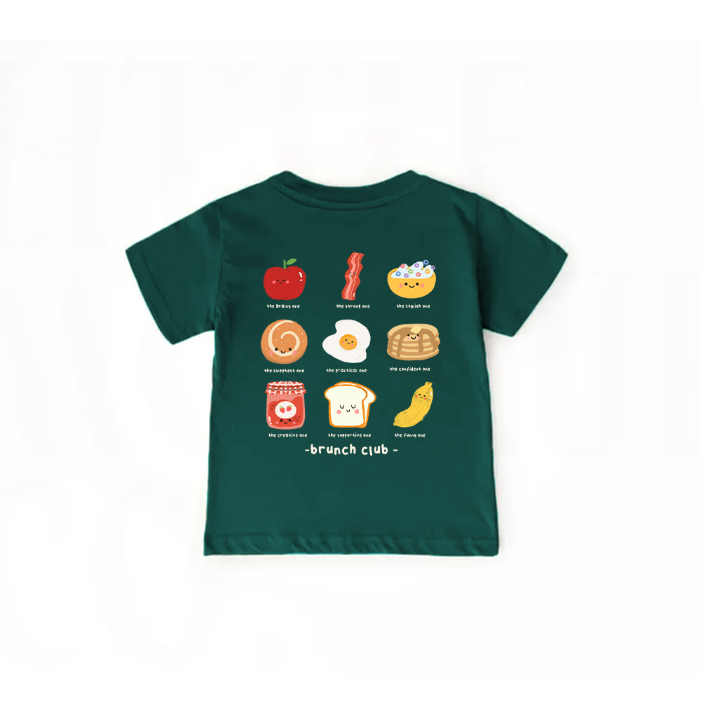 Brunch Club Kids Graphic T-Shirt - Fun Front & Back Design for Boys & Girls - Perfect for Playdates, School, and Casual Outings