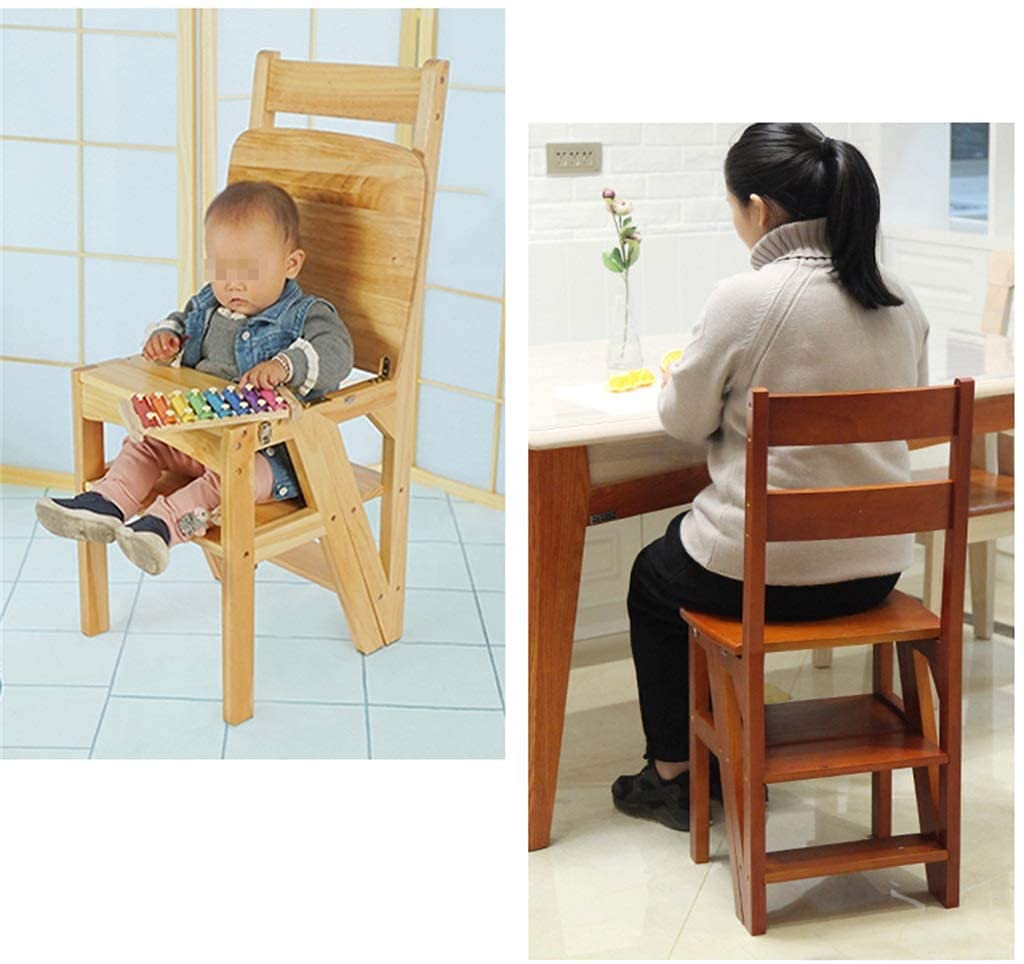 XHALERY Wooden Folding Step Stool - Portable Multifunctional Ladder Stool for Home, Library, Kitchen, and Office Use - Compact Step Stool with Non-Slip Surface for Safe Climbing and Storage