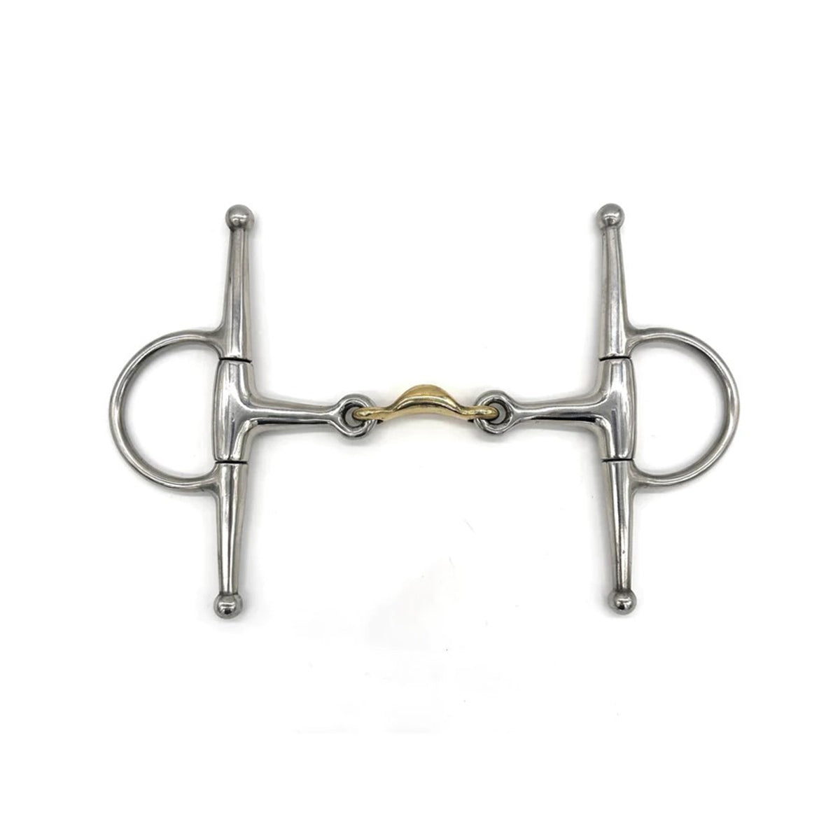 AJR Sport Double Jointed Brass Quarter Moon Full Cheek Bit - Comfortable Horse Bit for Dressage & Jumping - Perfect for Training & Competition