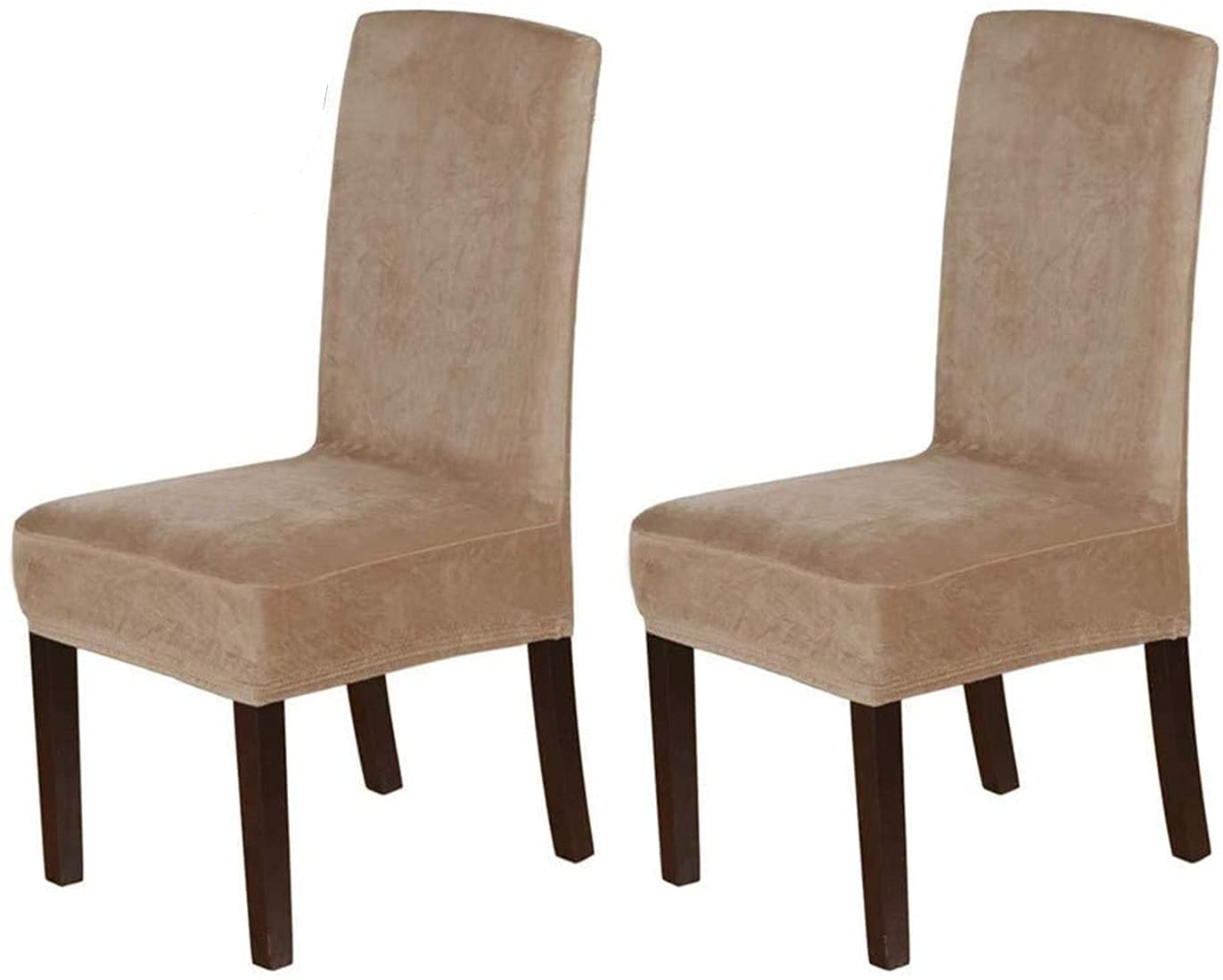Stretch Velvet Dining Chair Covers - Set of 2, Washable for Home & Restaurant Use