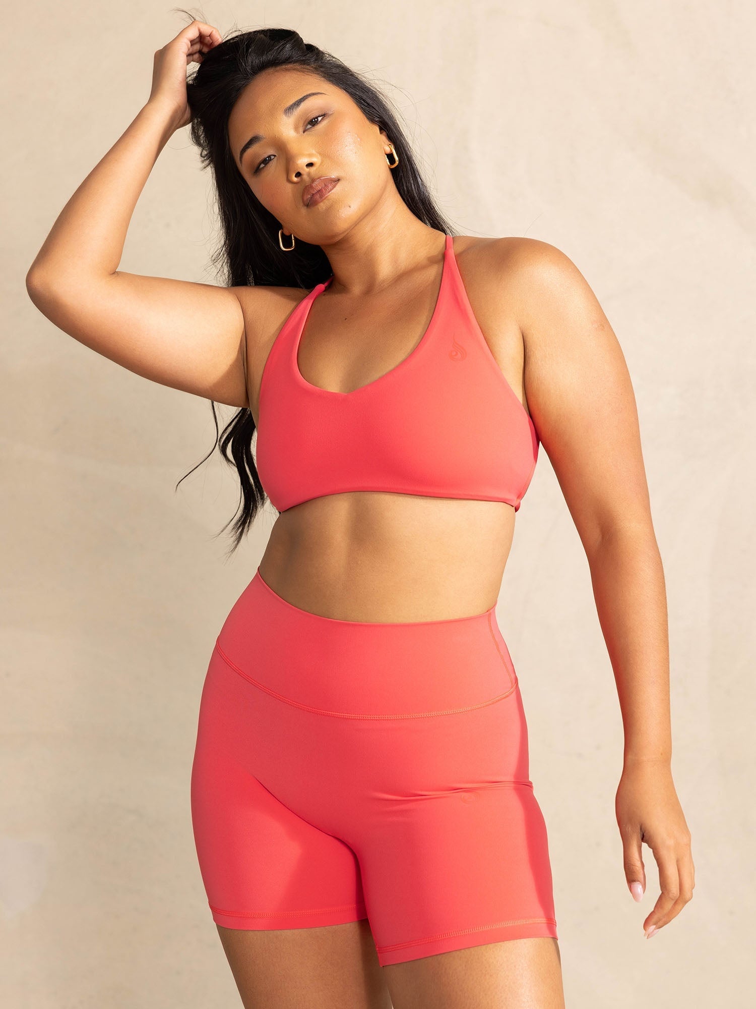 NKD High Waisted Scrunch Butt Lifting Shorts - Neon Salmon Color | Workout, Yoga & Gym Activewear for Women