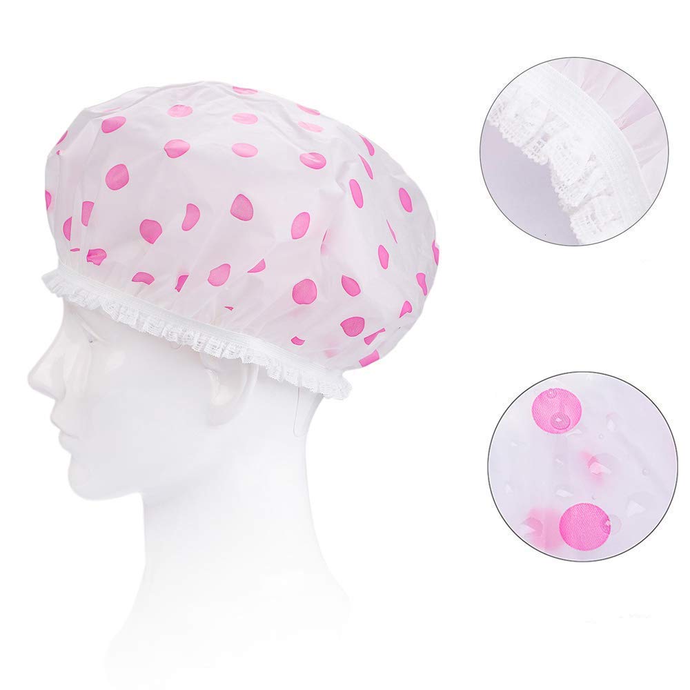 DEXO Waterproof Shower Caps 3 Pack - Reusable Bath & Shower Hair Covers for Women & Men - Multicolor Shower Cap Set for Swimming, Spa, Salon & Travel