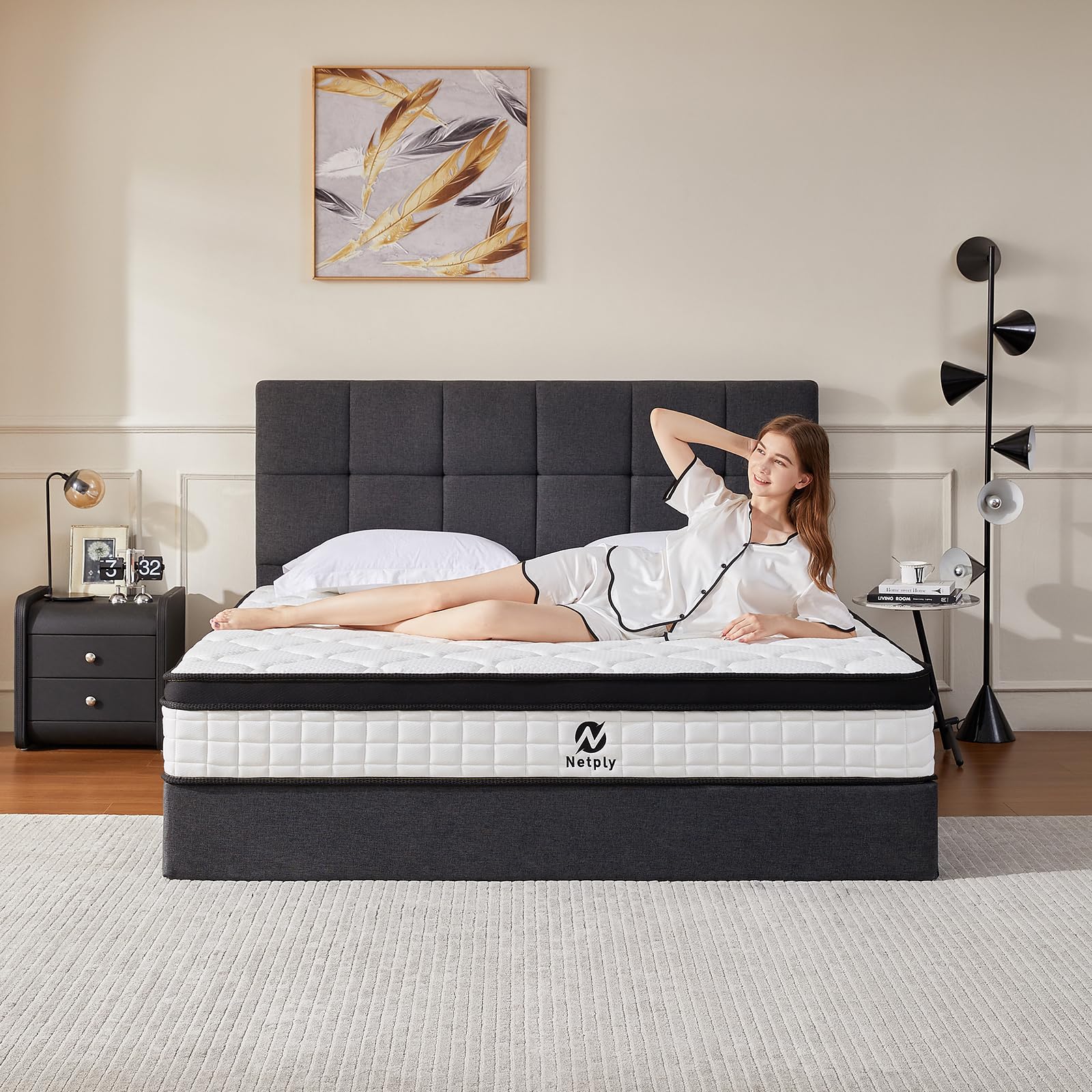 10 Inch Queen Size Hybrid Mattress in a Box - Memory Foam & Pocket Springs for Back Pain Relief & Better Sleep - Medium Firm Support - CertiPUR-US Certified - Perfect for Guest Rooms, Master Bedrooms & Apartments