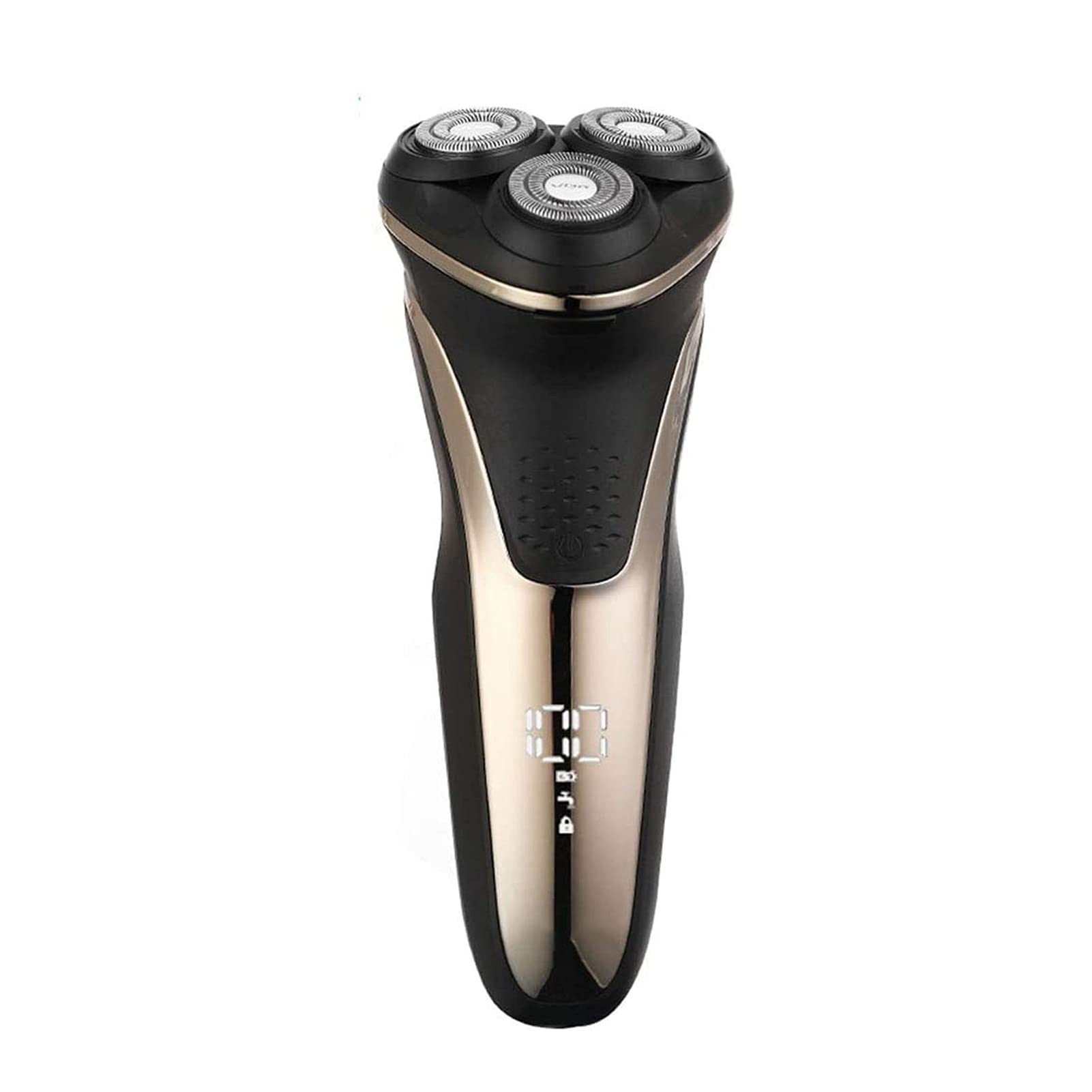 Rechargeable IPX7 Waterproof Electric Shaver for Men - Wet & Dry Rotary Shaving Razor with Pop-up Trimmer (Gold) - Perfect for Travel, Gym & Daily Grooming