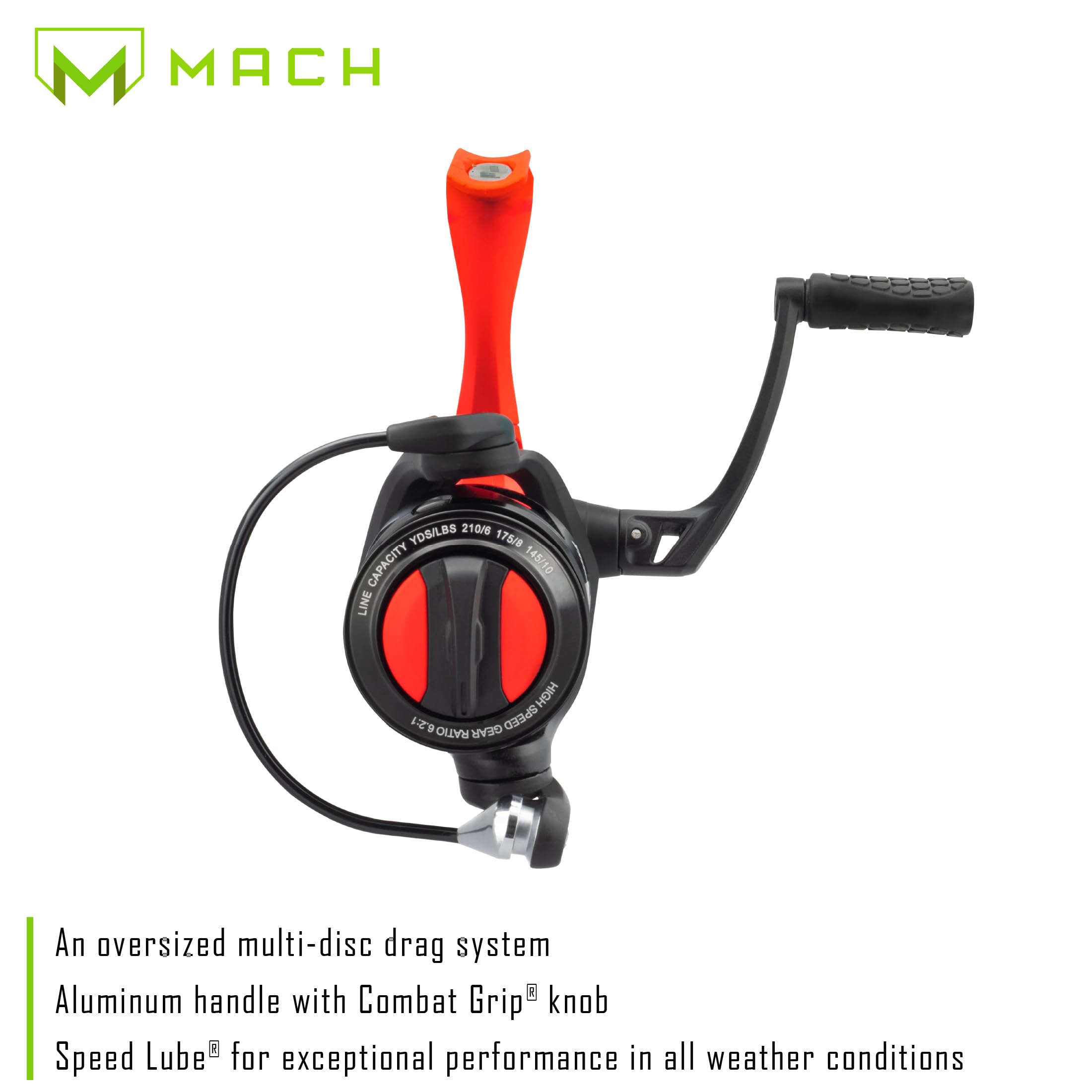 Lew's MACH Smash Speed Spin Spinning Fishing Reel - 6.2:1 High Speed Gear Ratio | Left/Right Hand Retrieve | Graphite Frame & 8 Bearing System | Fluorescent Red | Perfect for Freshwater & Saltwater Fishing, Bass, Trout, and Walleye Angling