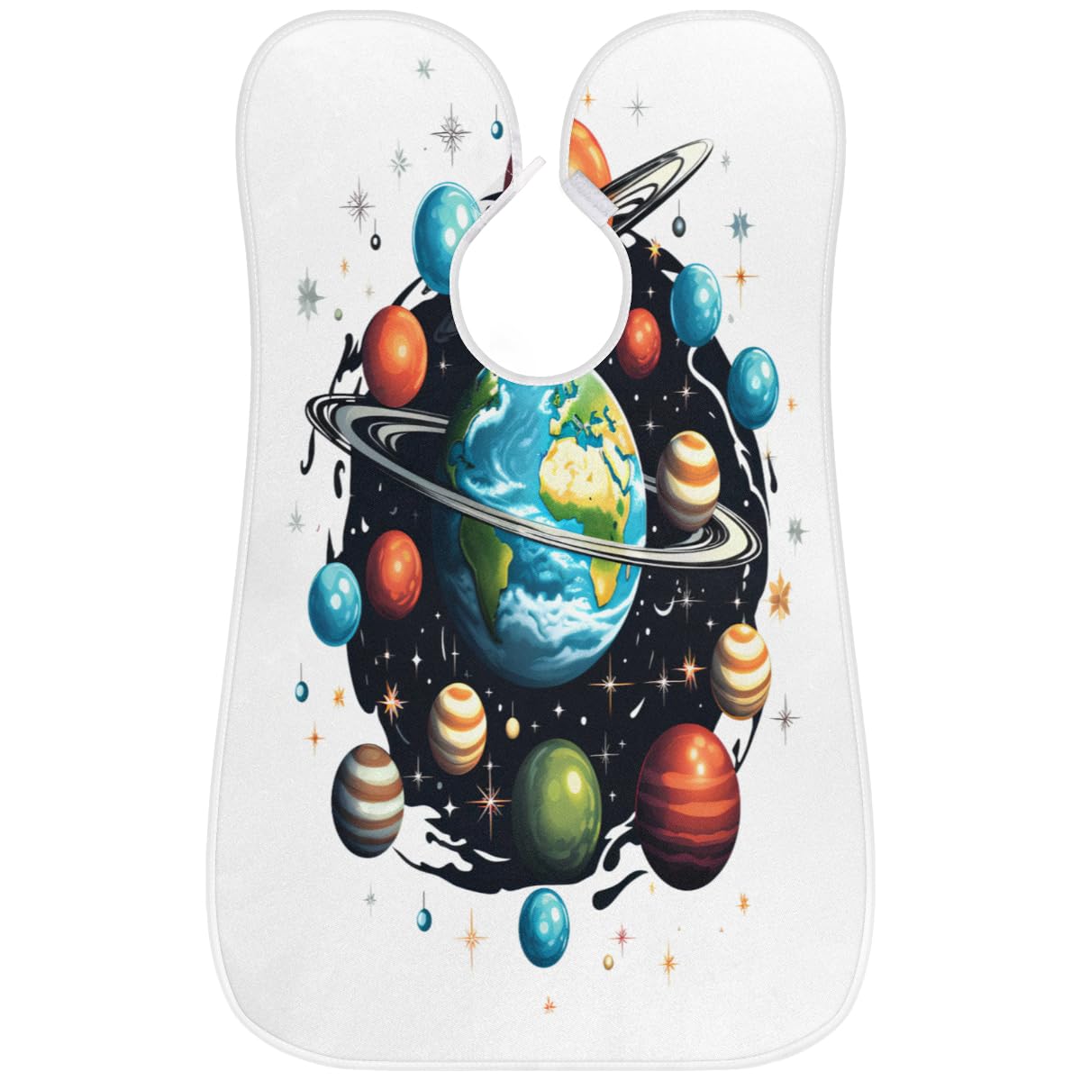 Funny Solar System Beard Shaving Bib for Men - Waterproof Hair Dye Apron & Makeup Cape for Barbers & Stylists - Perfect Beard Trimming & Haircut Accessory for Sink Cleanup - Great Gift for Dad & Groom (Use for Home Salon, Barber Shops & DIY Hair Coloring)