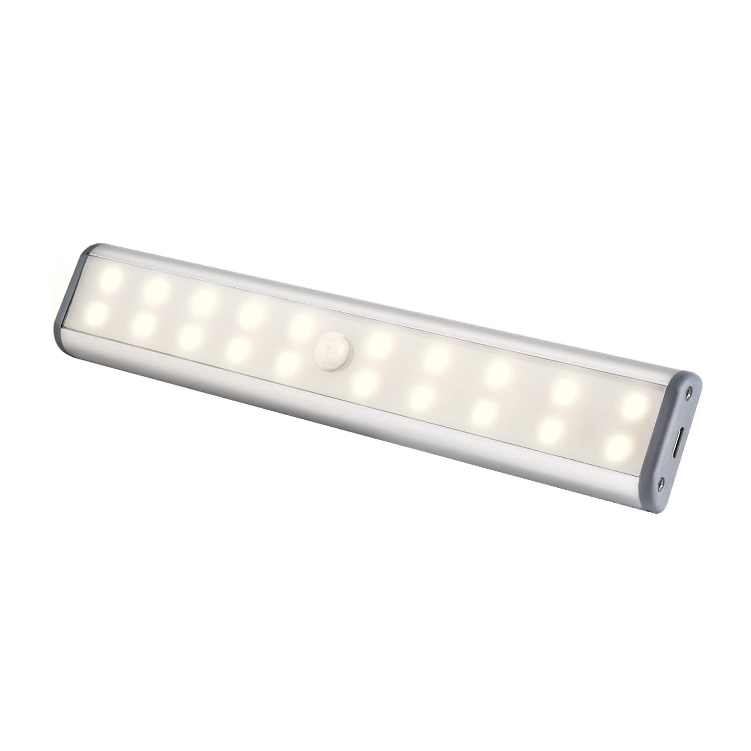20 LED Under Cabinet Lighting with Motion Sensor - Wireless Rechargeable Magnetic Closet Light, Battery Operated LED Night Light for Kitchen, Wardrobe, Stairs (Warm White) | Perfect for Dark Spaces & Nighttime Safety