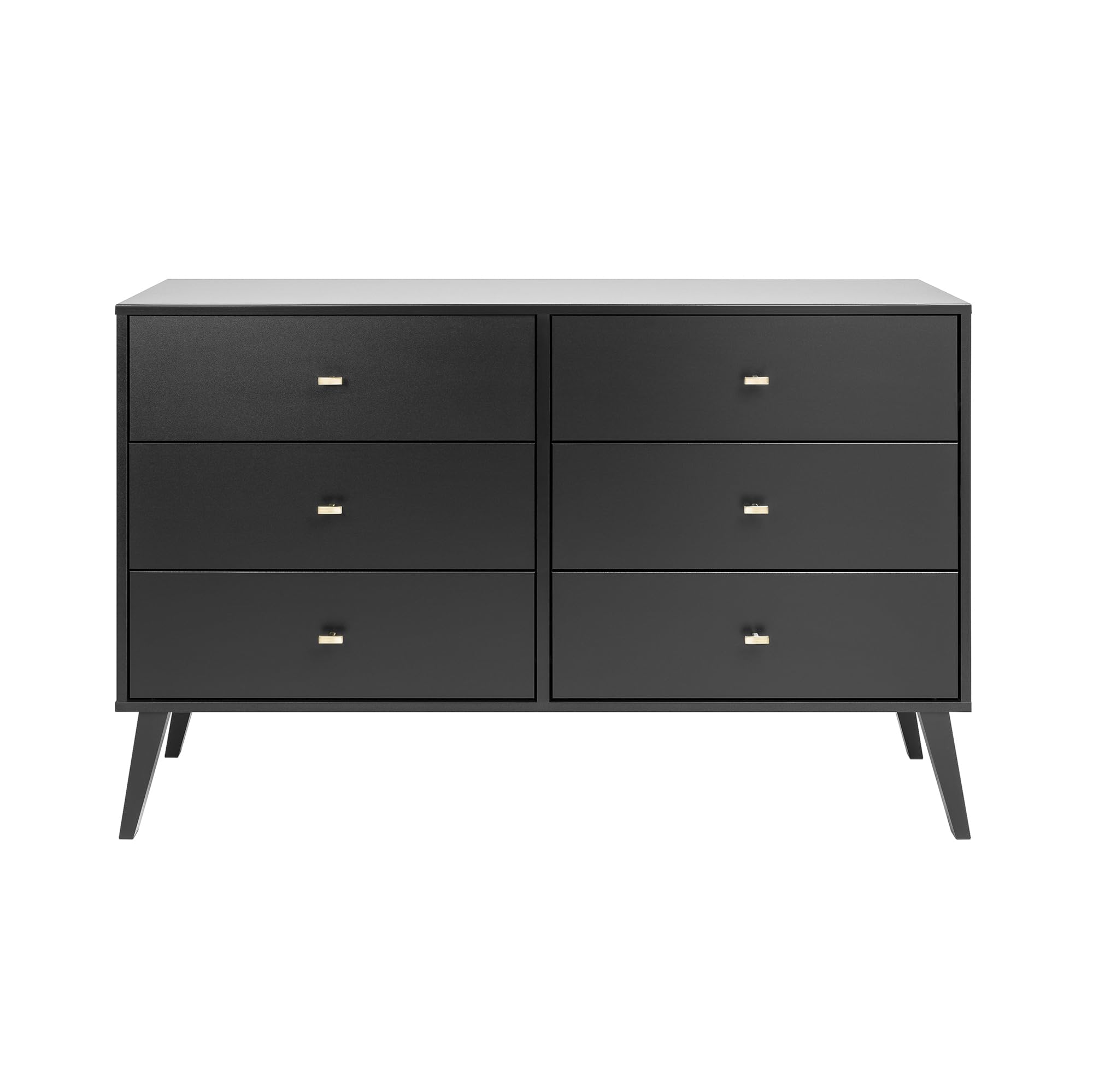 Mid-Century Modern 6-Drawer Double Dresser - Prepac Milo Wide Chest of Drawers for Bedroom, Contemporary Bedroom Furniture (16.75