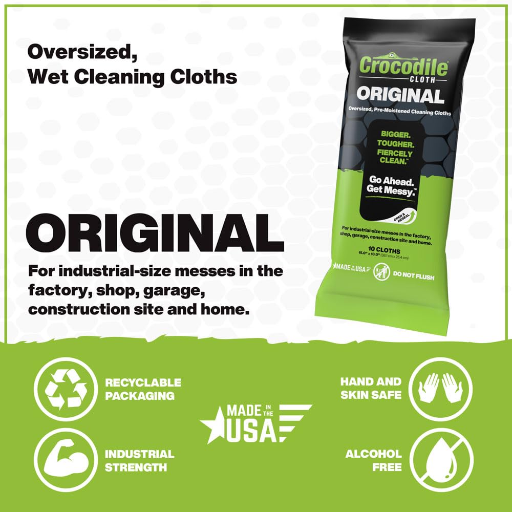 Heavy-Duty Crocodile Cloth Industrial Cleaning Wipes 10