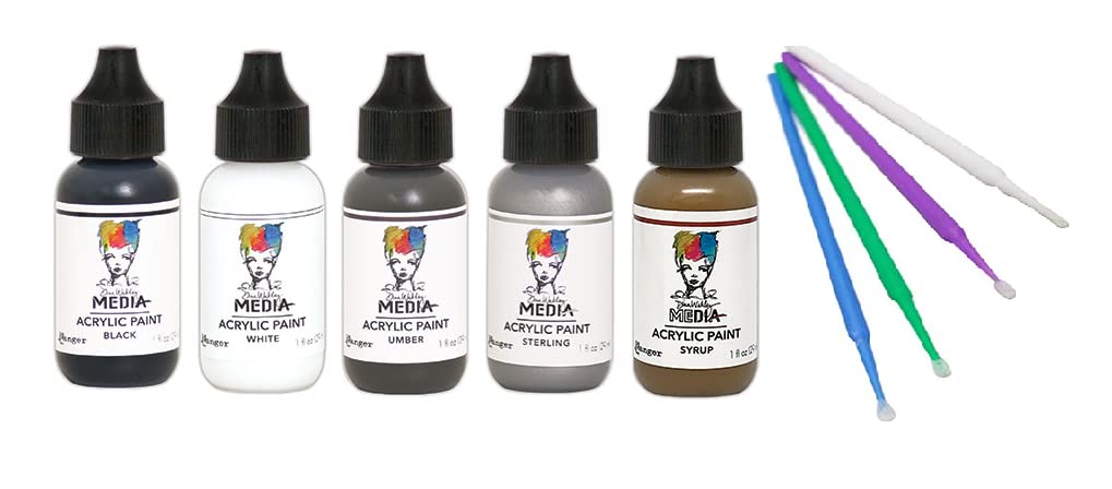 Dina Wakley Acrylic Paint Set - 5 Colors for Artists & DIY Crafts