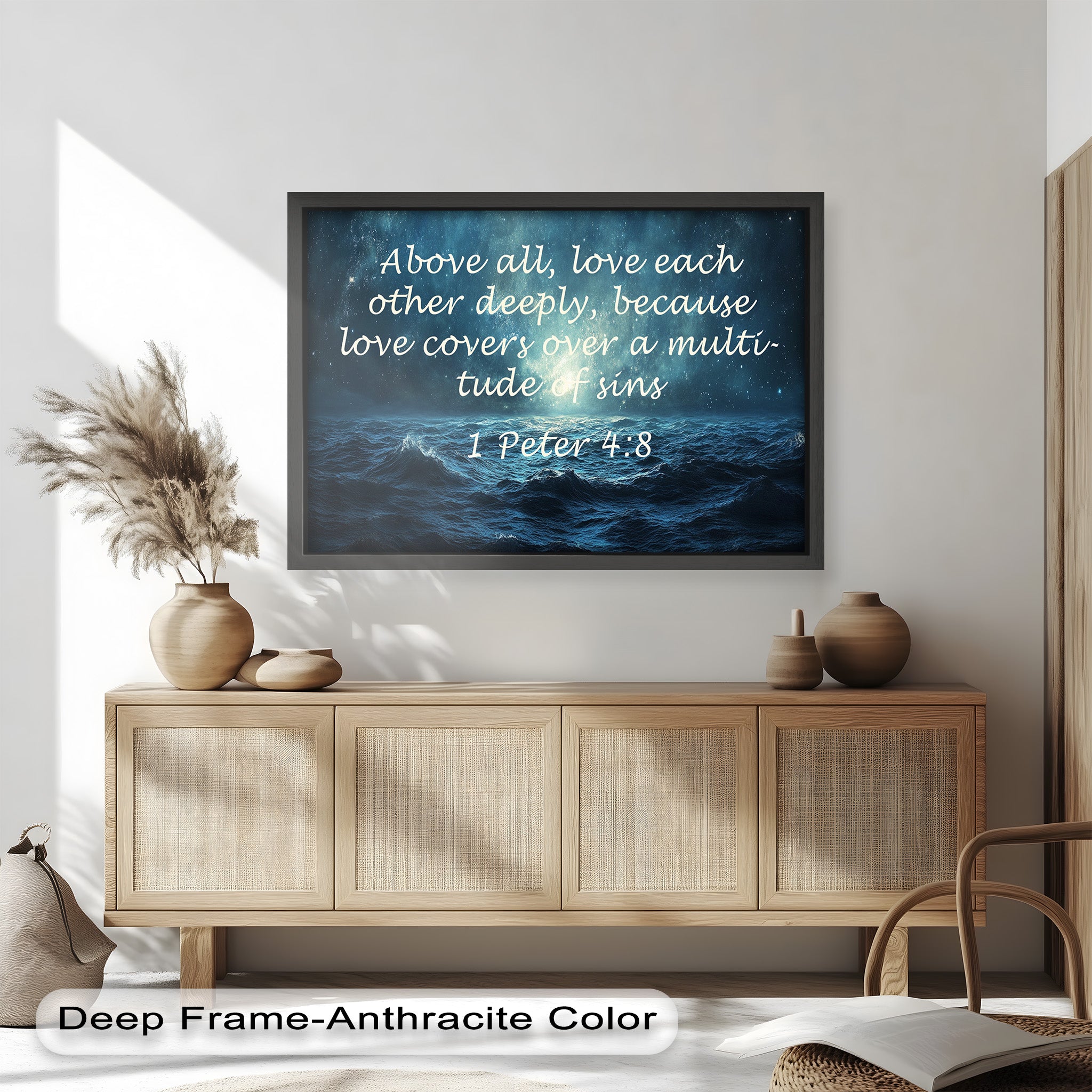 1 Peter 4:8 Love and Forgiveness Bible Verse Oil Painting - Christian Home Decor, Religious Wall Art, Gift for Baptism & Weddings