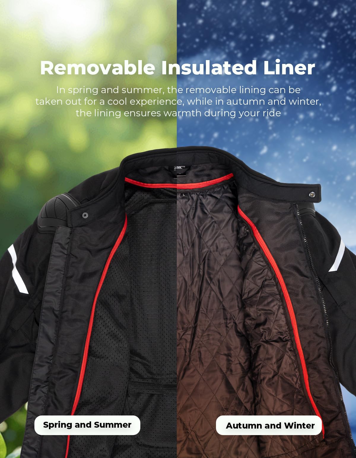 KEMIMOTO CE Level 2 Armored Motorcycle Jacket for Men - All Season Windproof Motorbike Riding Jacket with Full Protection (Sizes L-3XL) | Perfect for Commuting, Touring & Adventure Riding
