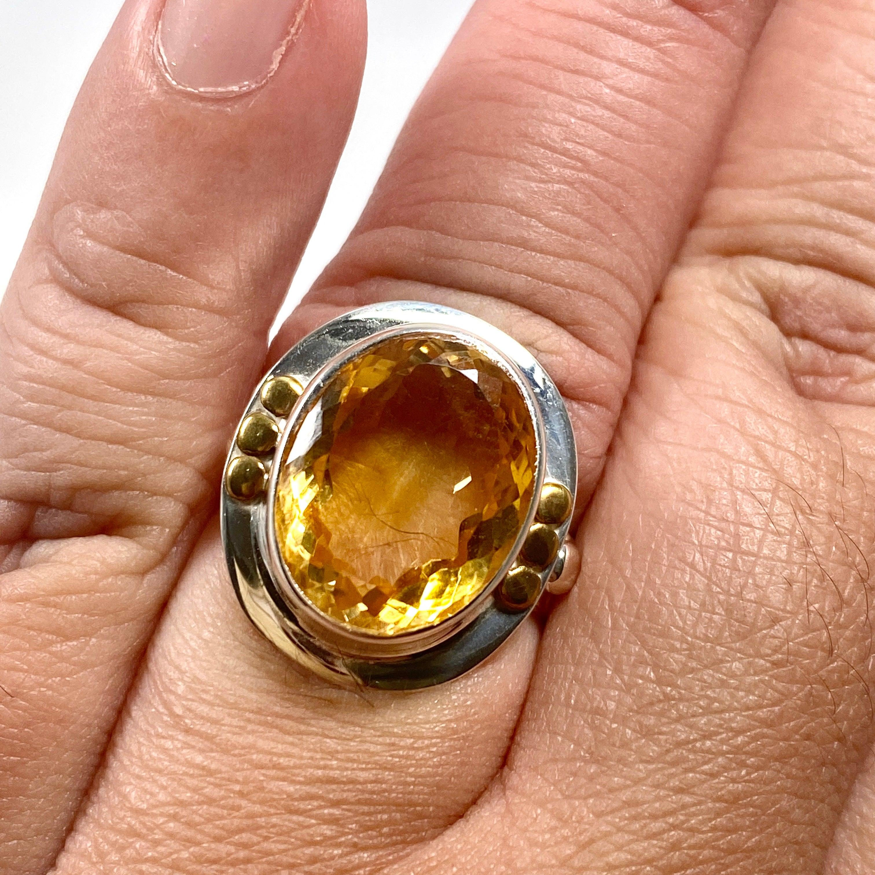 10K Gold Citrine Faceted Oval Ring with Intricate Detailing - Elegant Jewelry for Women, Perfect for Weddings, Parties & Special Occasions