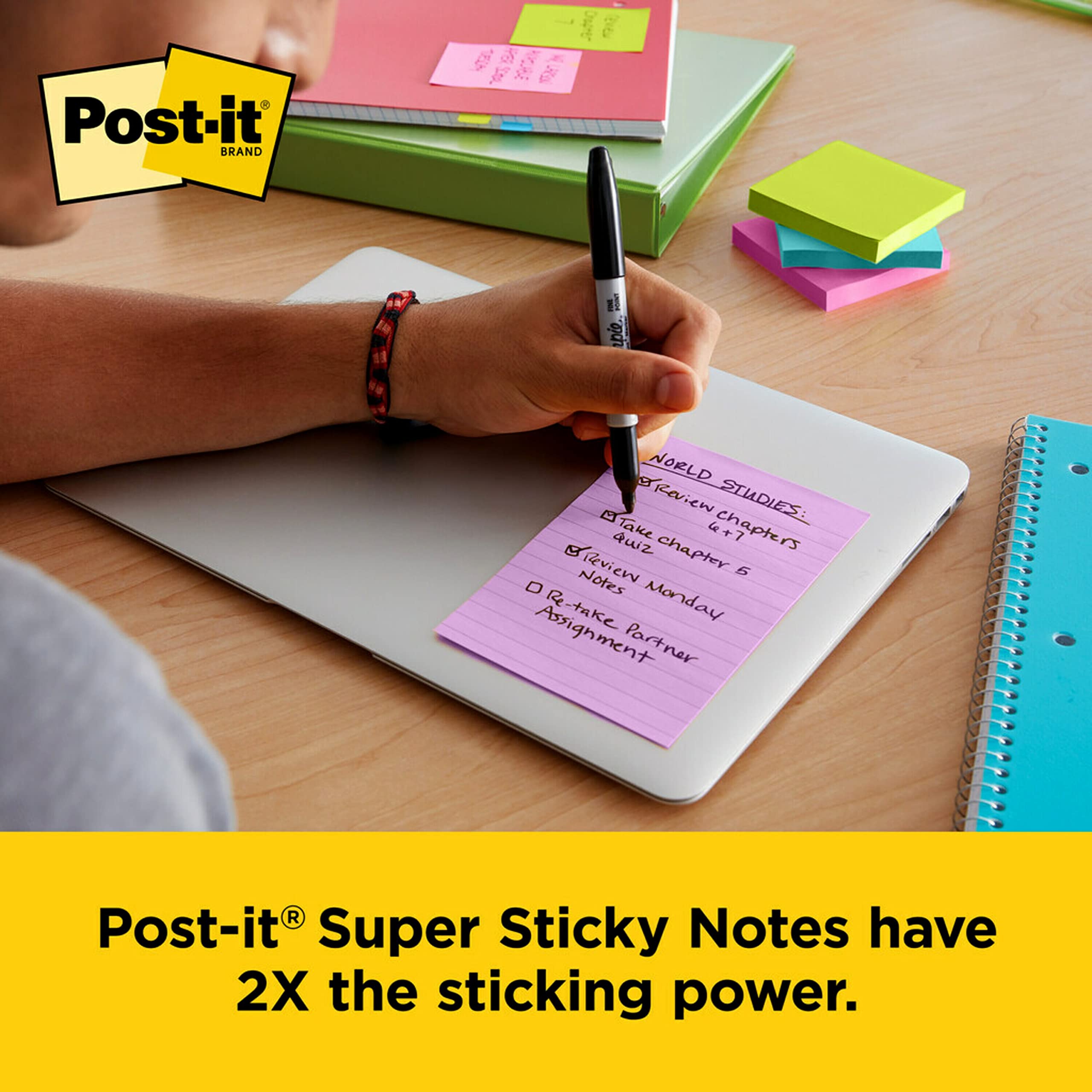 Post-it and Scotch Brand Essentials Pack - Super Sticky Notes, Flags, Magic Tape, Super Hold Tape & Multi-Purpose Scissors - Perfect for School, Office, Home Organization & DIY Projects
