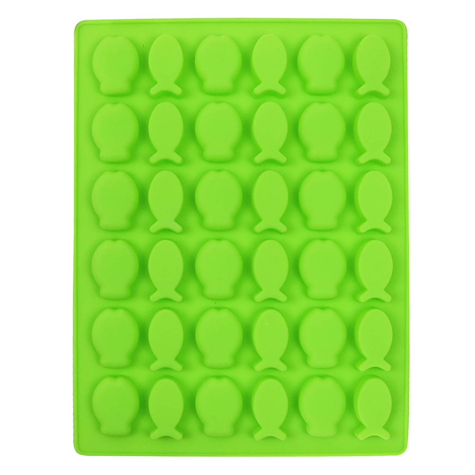 2Pcs Creative Fish-Shaped Ice Cube Trays - Food-Grade Silicone, Reusable & Easy Release - 36 Cubes Per Tray for Cocktails, Whiskey, Baby Food - Perfect for Parties, Home Bars & Kids Snacks (Green/Yellow)