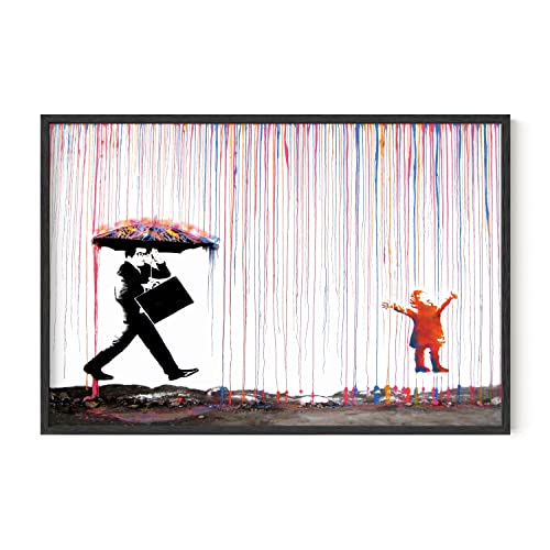 Banksy Colorful Rain