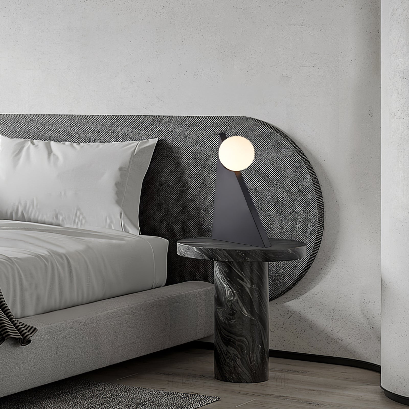 Stylish Noir Roy Table Lamp - Modern LED Nightstand Light for Bedroom, Living Room & Office - Perfect for Reading, Decor & Ambient Lighting
