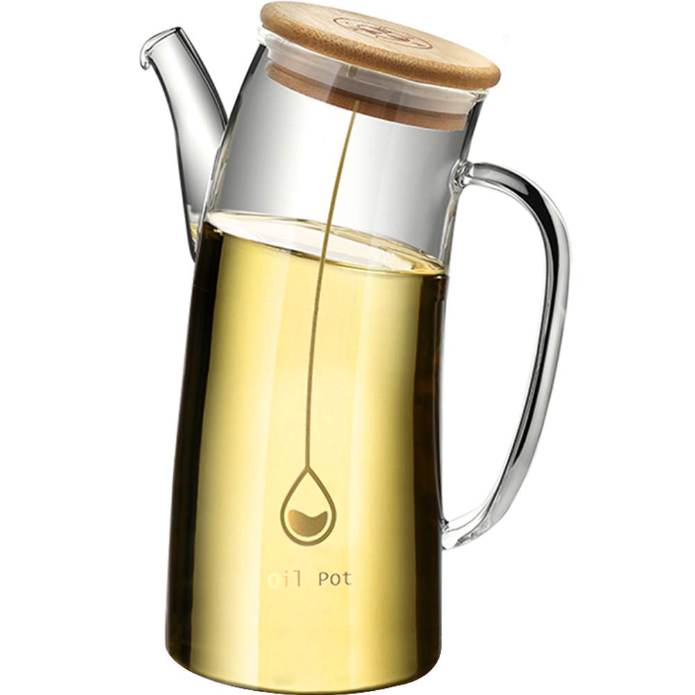 25 oz Olive Oil Dispenser Bottle with Handle - Clear Glass Non-Drip Kitchen Container for Oil & Vinegar - Leakproof Design Perfect for Cooking, Salad Dressing & Baking