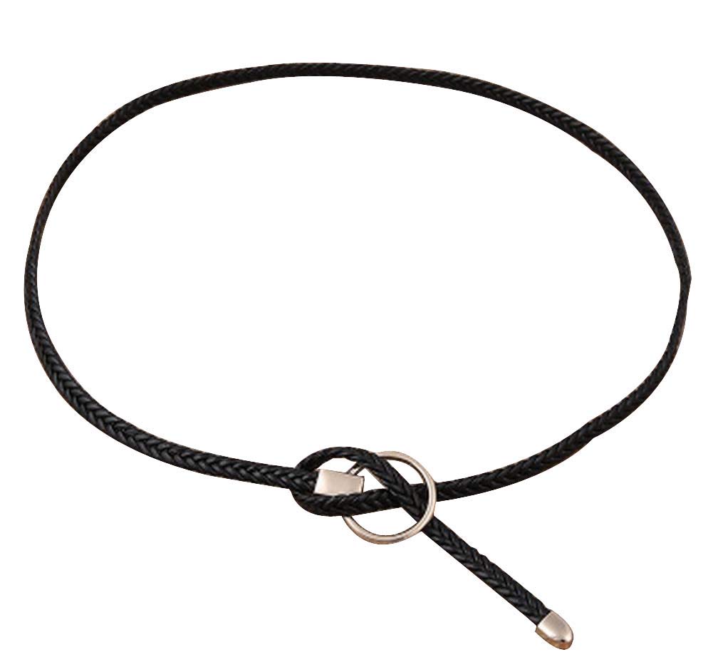 24Station Women's Fashion Skinny Braided Waist Belt - Adjustable Thin Braided Stretch Belt for Jeans, Dresses & High Waisted Pants | Perfect for Casual, Office & Party Outfits