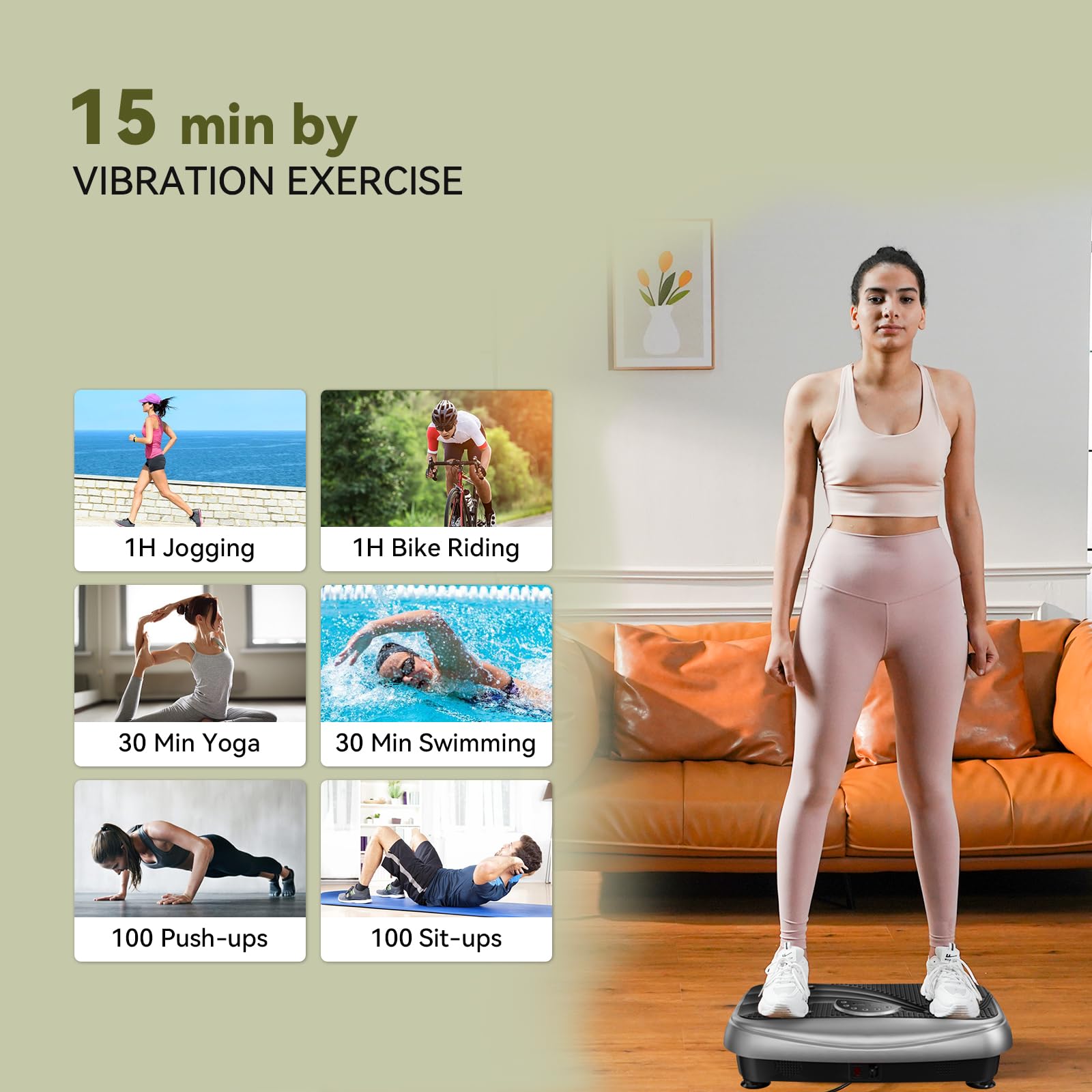 UCIN Vibration Plate Exercise Machine for Weight Loss & Toning - 330 Lbs Capacity Whole Body Workout Platform with Resistance Bands & Pilates Ball - Home Gym & Office Fitness Equipment for Lymphatic Drainage & Muscle Recovery