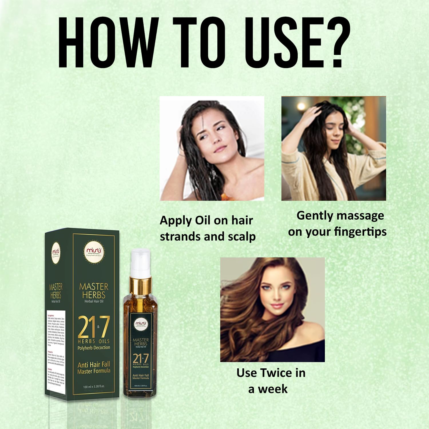 Misti Herbal Master Herbs Hair Oil - 100ml | Natural Hair Growth Treatment for Men & Women | Controls Hair Fall, Grey Hair & Dandruff | Nourishes Scalp & Strengthens Hair | With 21 Herbs & 7 Essential Oils | Perfect for Daily Hair Care, Styling & Revitalization