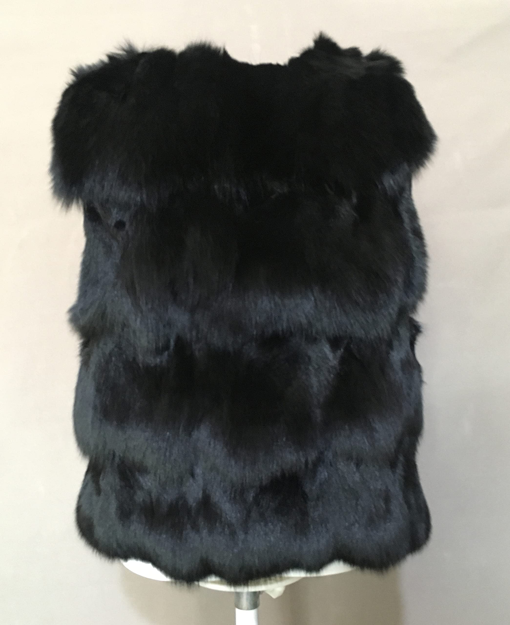 LVCOMEFF Women's Natural Fox Fur Vest - Fluffy Faux Fur Jacket for Plus Size - Winter Fashion Outerwear for Casual & Party Wear