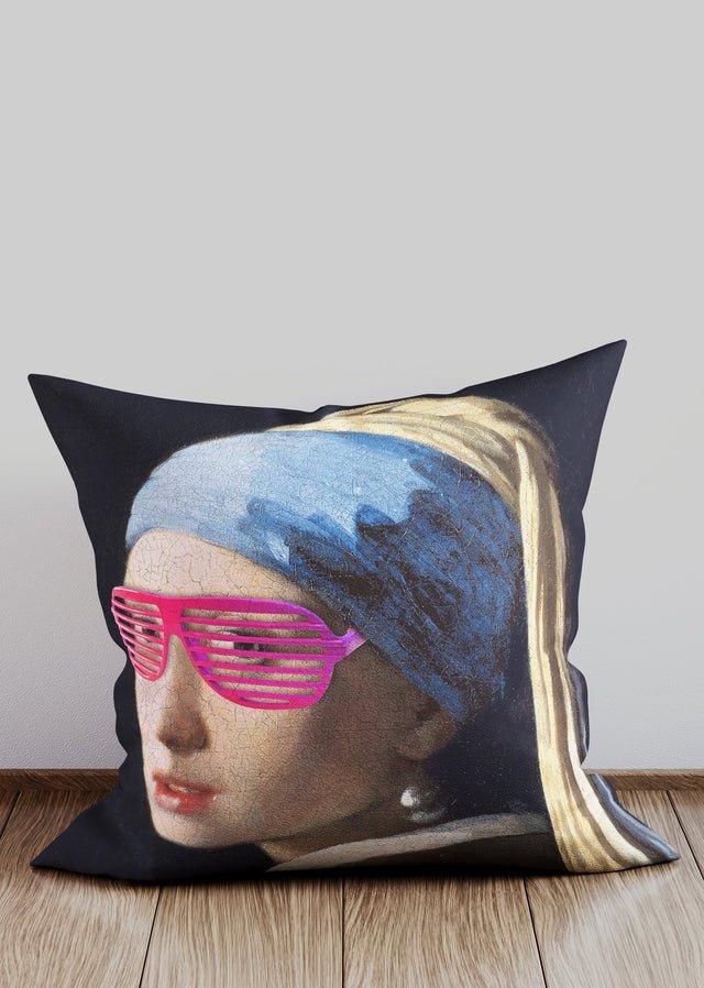 Trendy Pink Shutter Shades Cushion for Girls - Soft & Stylish Home Decor, Perfect for Bedroom, Living Room, or Dorm Accessories