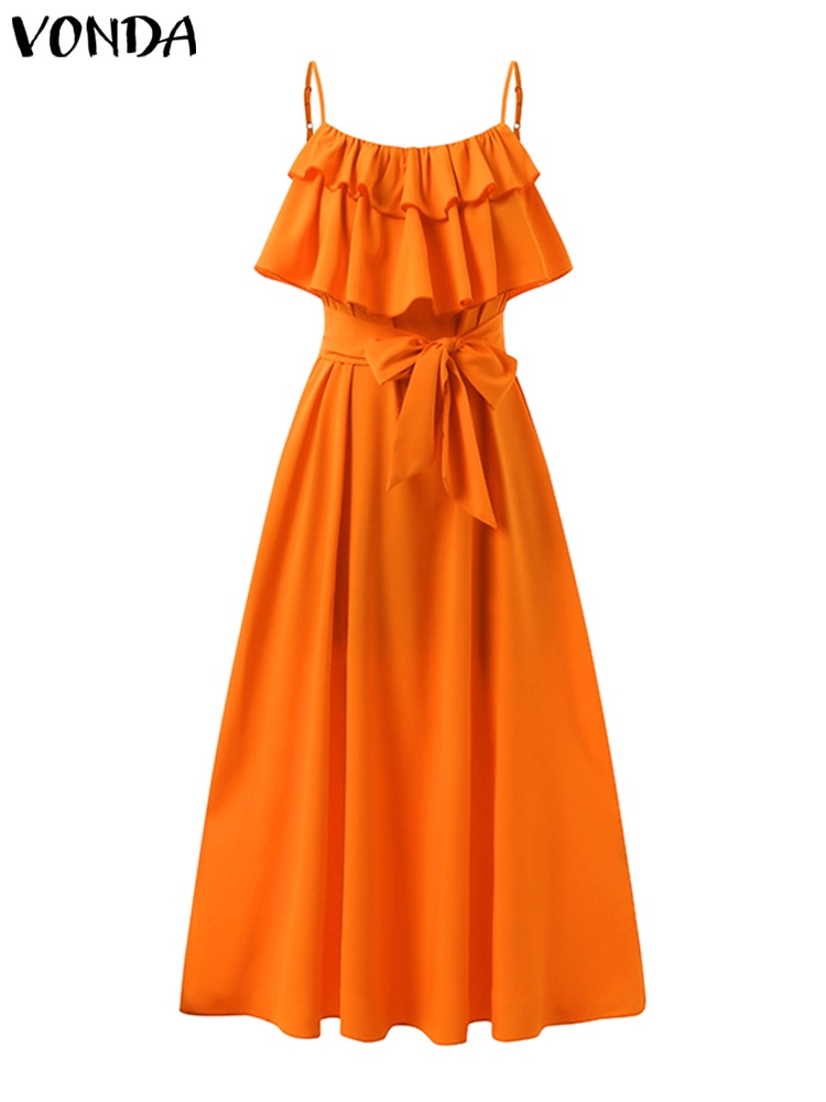 Elegant Office Dress for Women - Solid Color Ruffled Off Shoulder A-Line Dress - Holiday Beach Robe for Party, Wedding & Summer Vacation