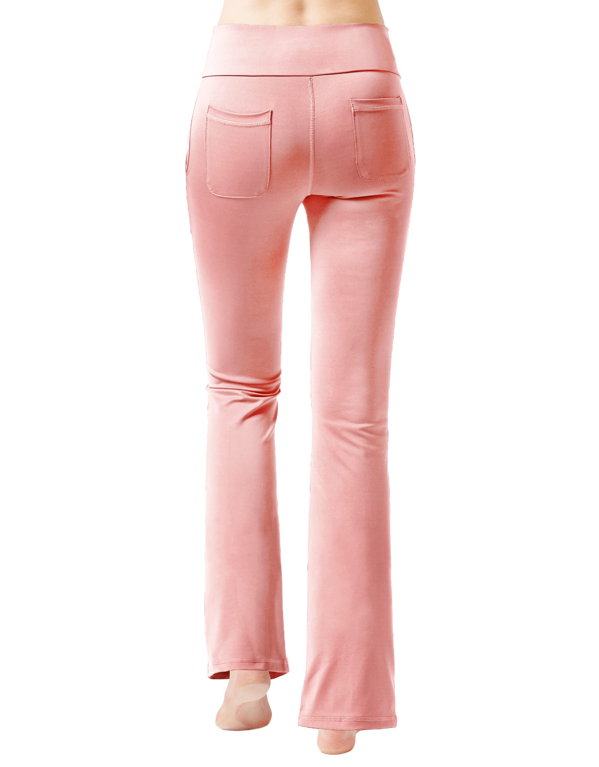 Nuveti Women's High Waisted Bootcut Yoga Pants with 4 Pockets - Tummy Control Workout Pants & Bootleg Dress Pants for Yoga, Gym, Office & Casual Wear
