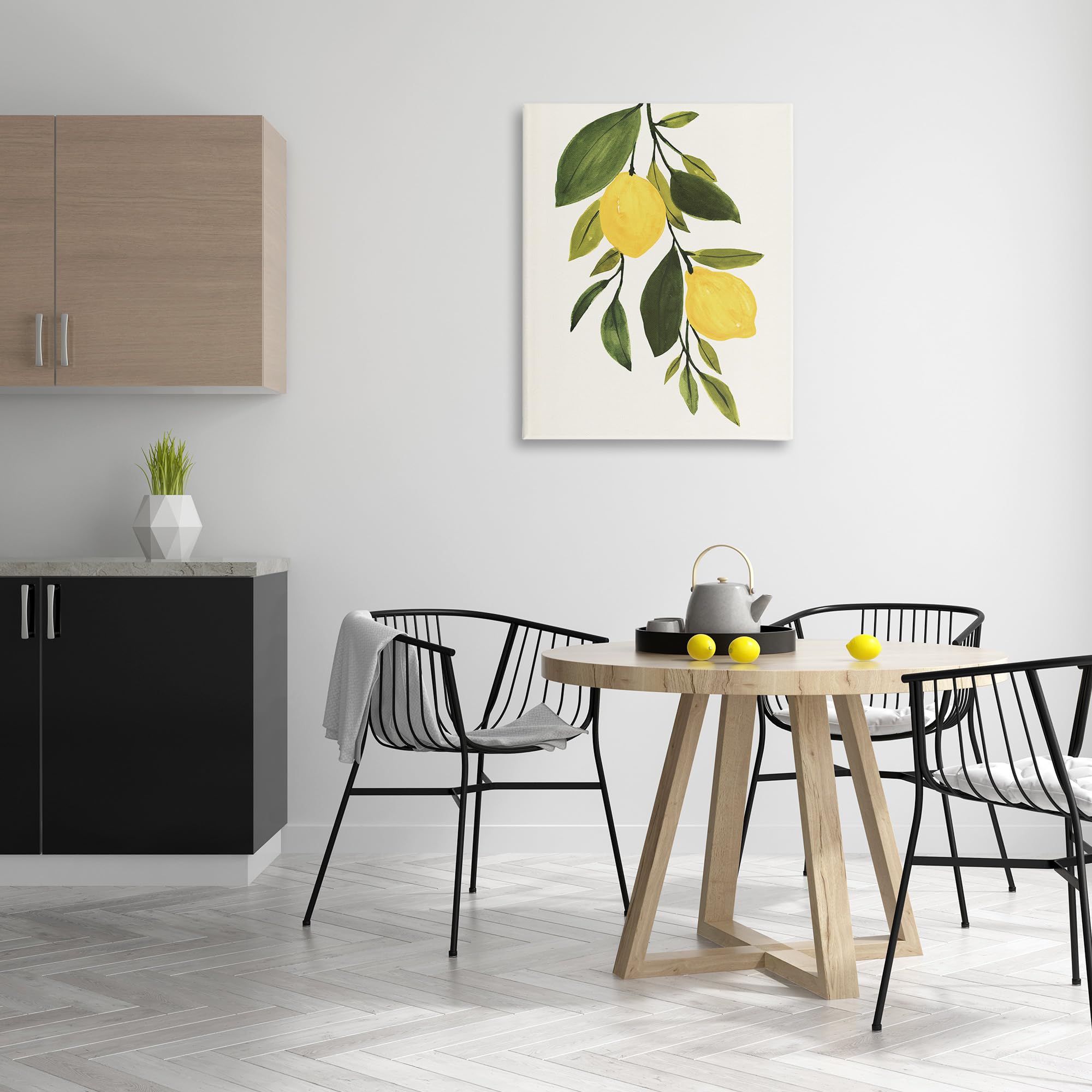 Annie Warren Designed Simple Yellow Country Lemon Leaf Citrus Fruit Art Print - Perfect for Kitchen, Bathroom, and Farmhouse Decor