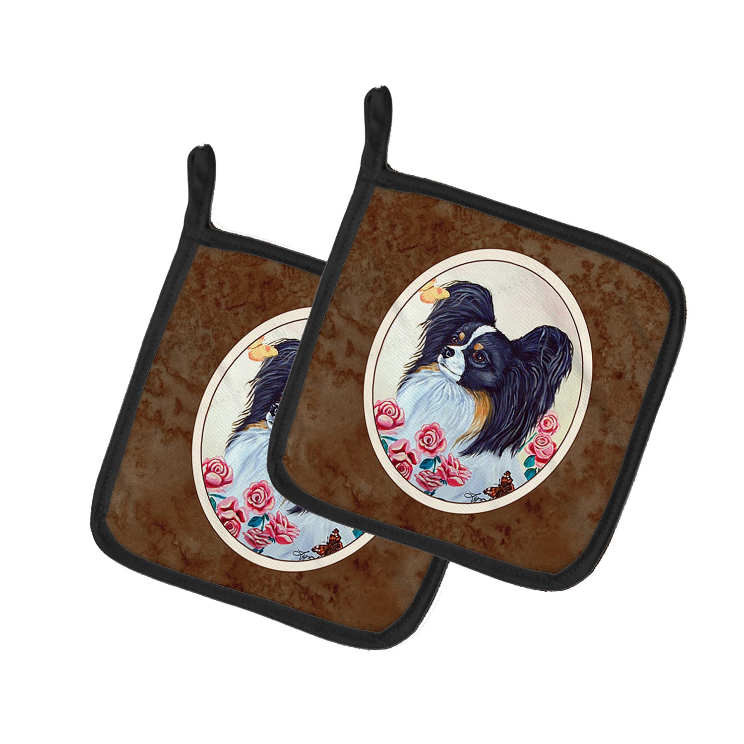 Caroline's Treasures 7236PTHD Papillon Pair of Heat Resistant Pot Holders - 7.5