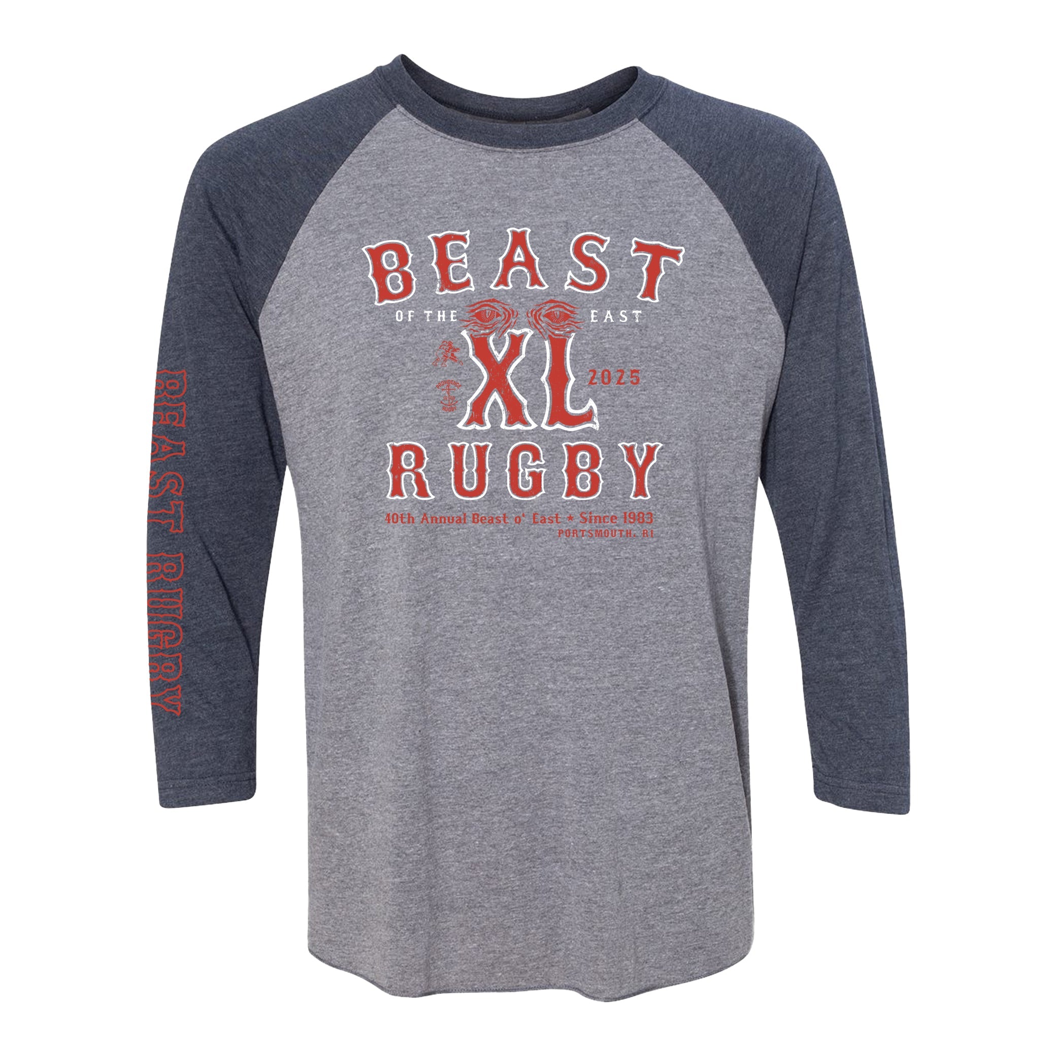 BOE '25 Boston Beast 3/4 Sleeve Baseball Shirt - Vintage Style Athletic Jersey for Men & Women - Perfect for Baseball Games, Sports Events & Casual Wear