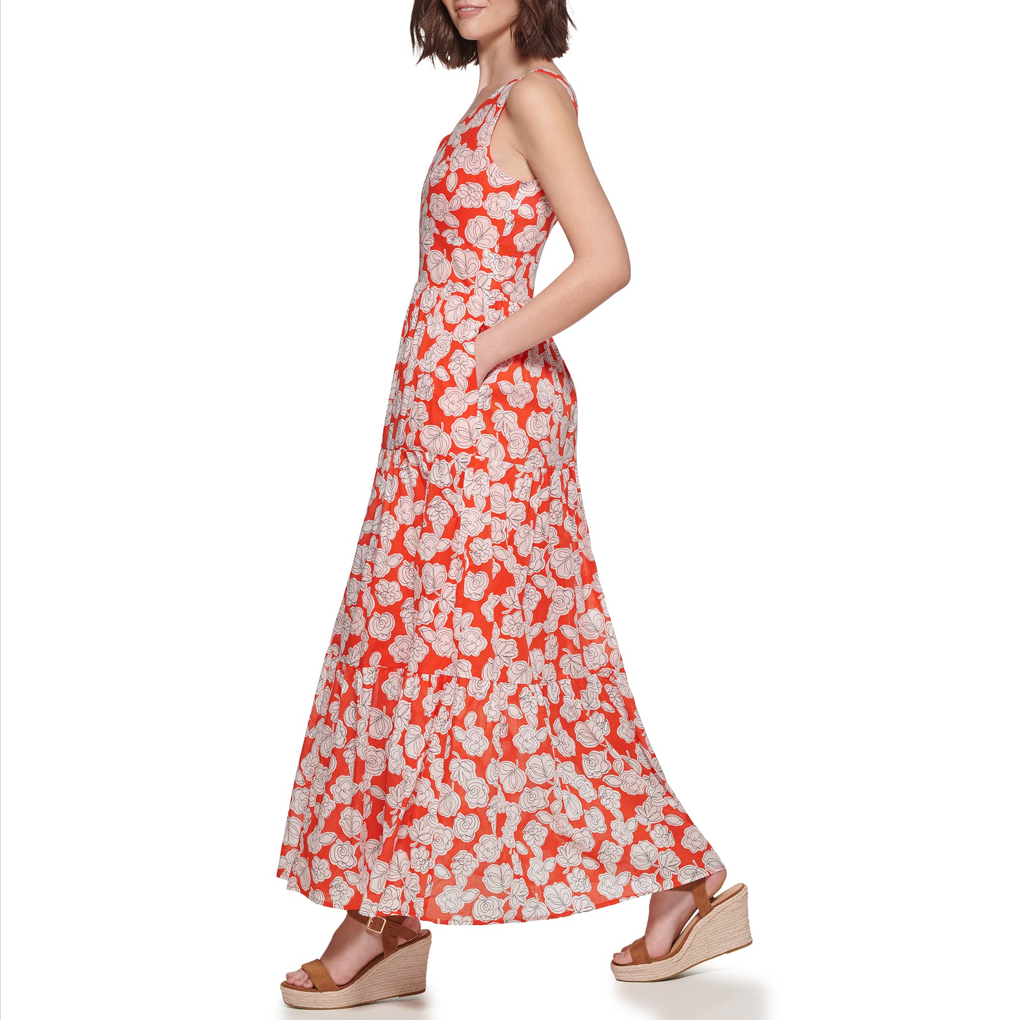 Tommy Hilfiger Women's Floral Print Maxi Dress - Summer Casual Long Flowy Dress for Beach, Vacation & Outdoor Parties