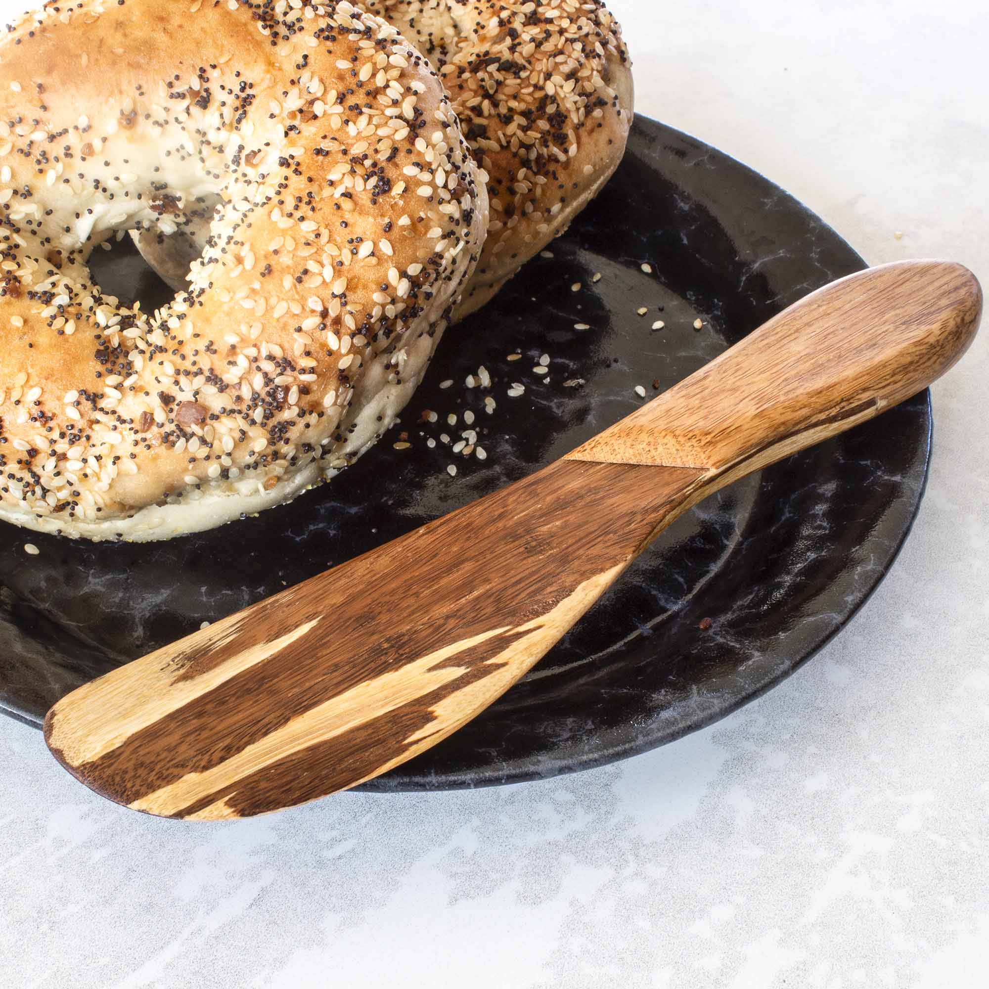 Premium 2-Tone Bamboo Spreading Knife - 8 Inch Stainless Steel Blade for Butter, Cheese & Jam - Perfect for Breakfast, Brunch & Charcuterie Boards