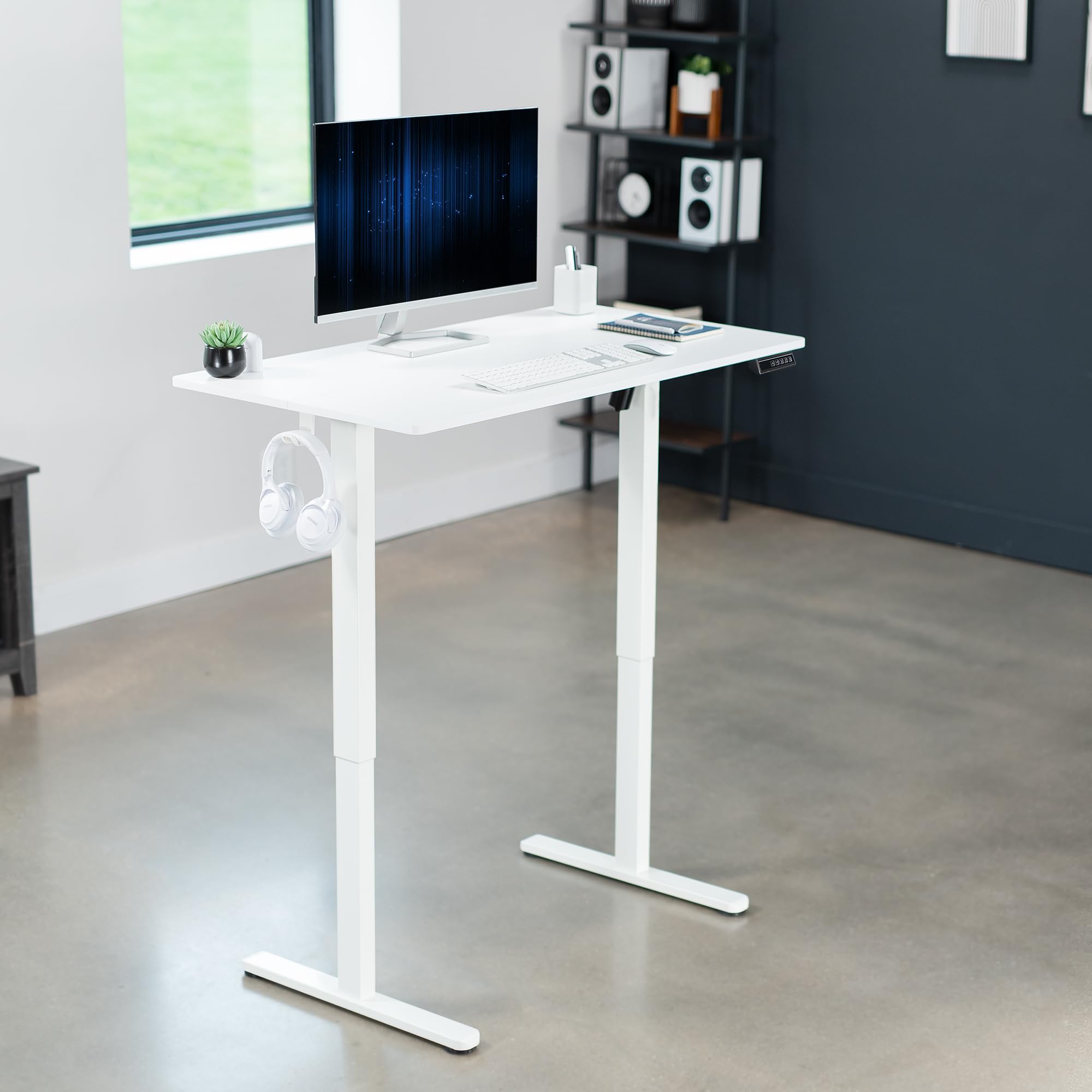 VIVO Electric Height Adjustable Standing Desk 44 x 24 Inches, Memory Controller, White Top & Frame (DESK-E144W) - Perfect for Home Office, Gaming Setup, and Workspace Ergonomics