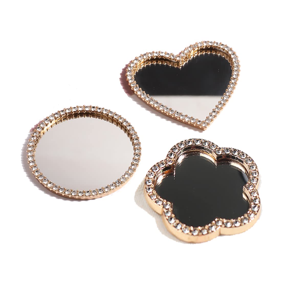 3Pcs Small Diamond Glass Mirror Circles for Phone Case Decor, Arts & Crafts, Framing, Home Decor (Gold) - Perfect for DIY Projects, Scrapbooking & Jewelry Making