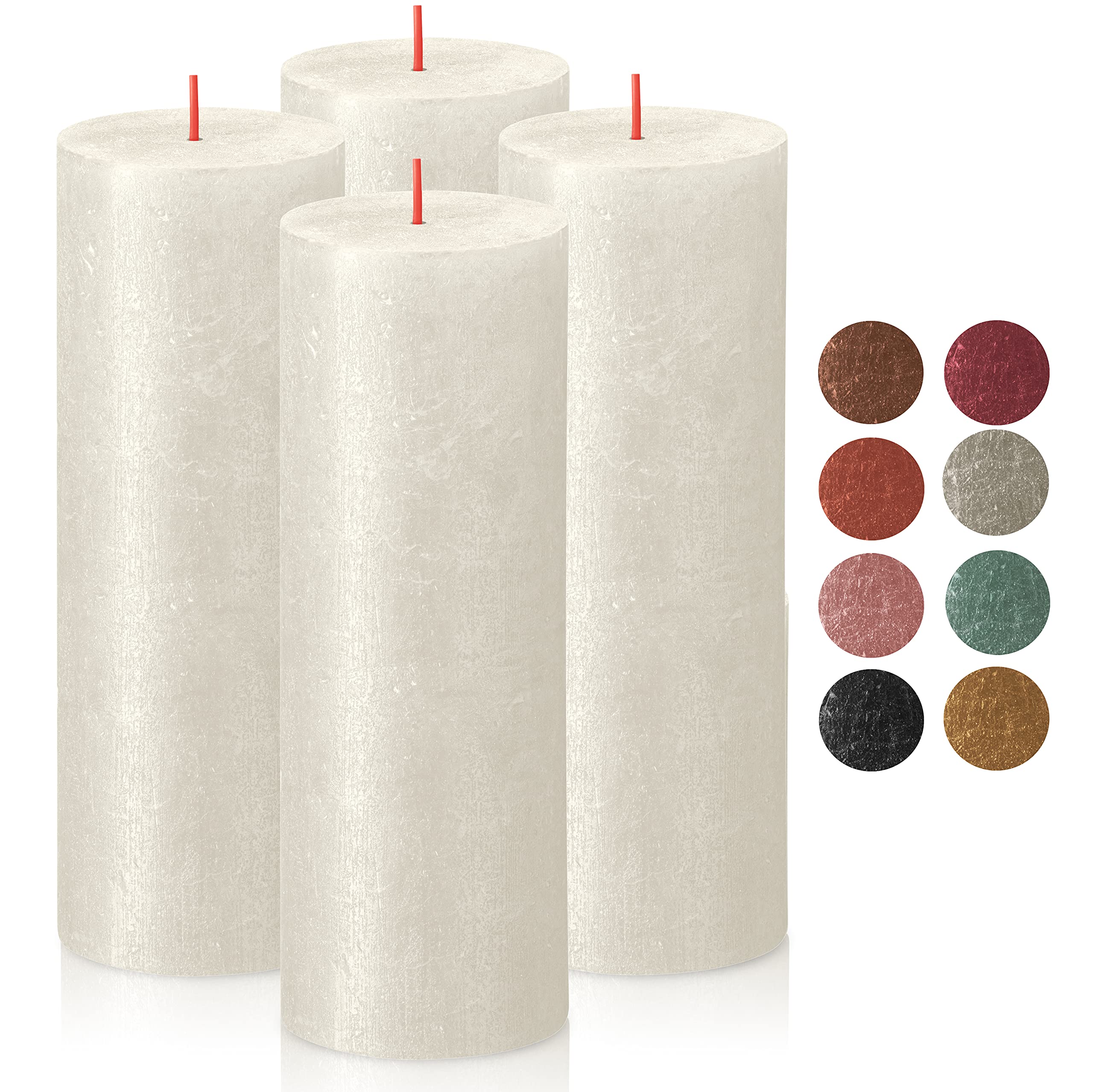 BOLSIUS Ivory Shimmer Metallic Pillar Candles 4 Pack - 2.75