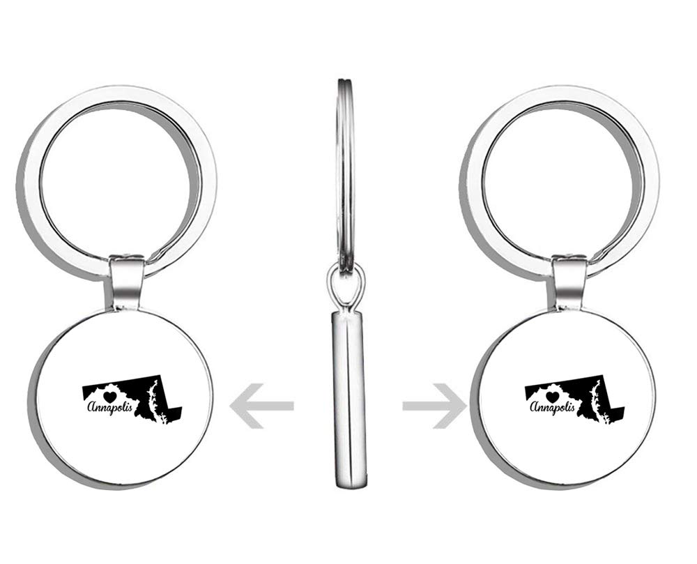 Annapolis Maryland Double Sided Stainless Steel Keychain - Durable Key Ring Holder with Car Key Finder for Easy Identification | Perfect for Home, Office & Travel Organization