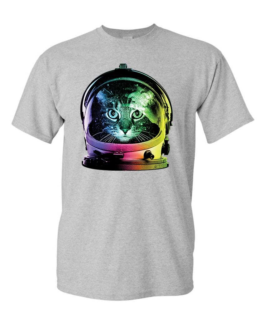 NEON Space Cat Astronaut Kitten T-Shirt - Made in USA - Outer Space Themed Graphic Tee for Cosplay, Anime Conventions & Sci-Fi Fans