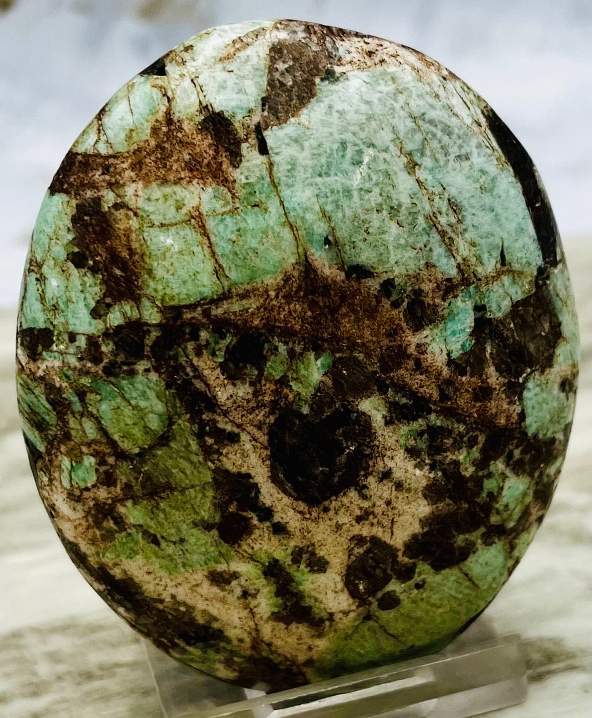 Amazonite Palm Stone - Healing Crystal for Stress Relief, Anxiety & Emotional Balance - Perfect for Meditation, Reiki & Home Decor