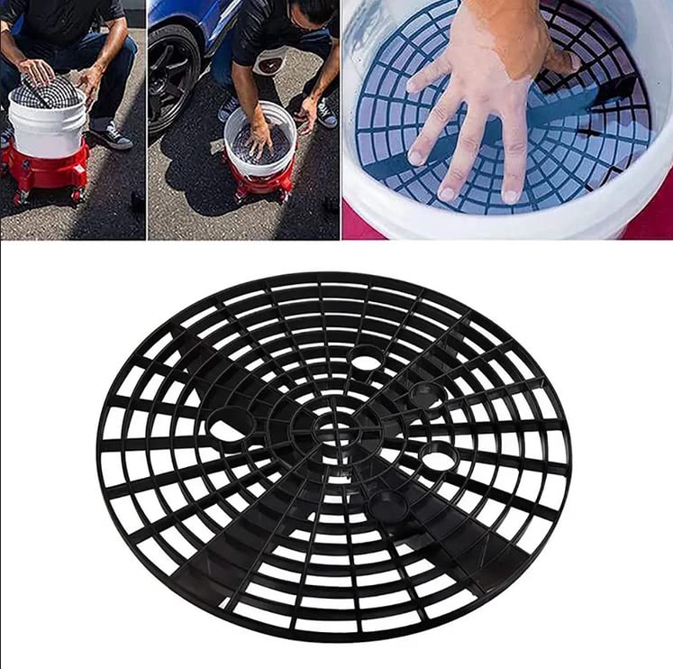 Car Wash Bucket Insert with Dirt Guard - Fits 12 Inch & 3-5 Gallon Buckets (2 Pack, Black) - Keep Water Clean for Car Detailing, Bike Washing & Home Cleaning