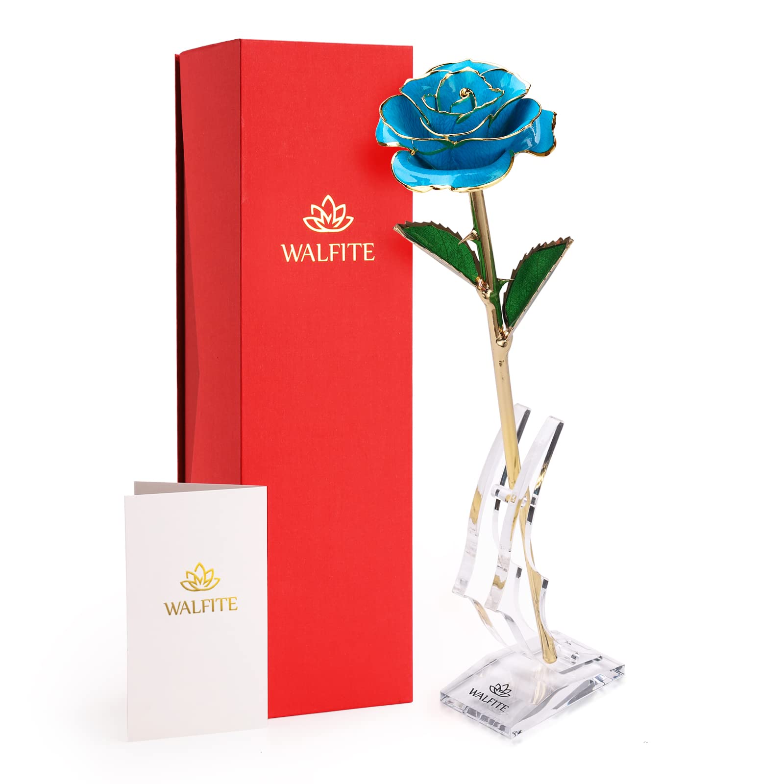 24k Gold Rose Gift for Mom, Daughter, Girlfriend - Romantic Anniversary & Birthday Present for Women (Light Blue) | Perfect for Valentine's Day, Mother's Day & Special Occasions