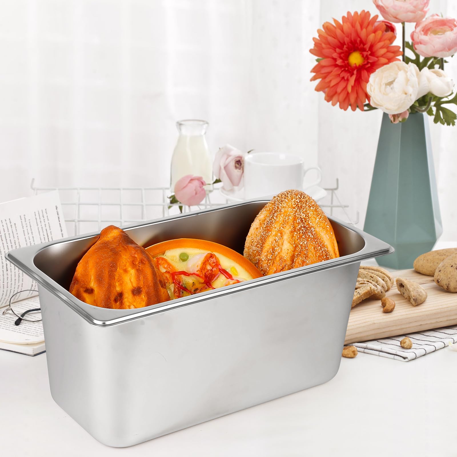 8-Pack Stainless Steel 1/3 Size Hotel Pans (6