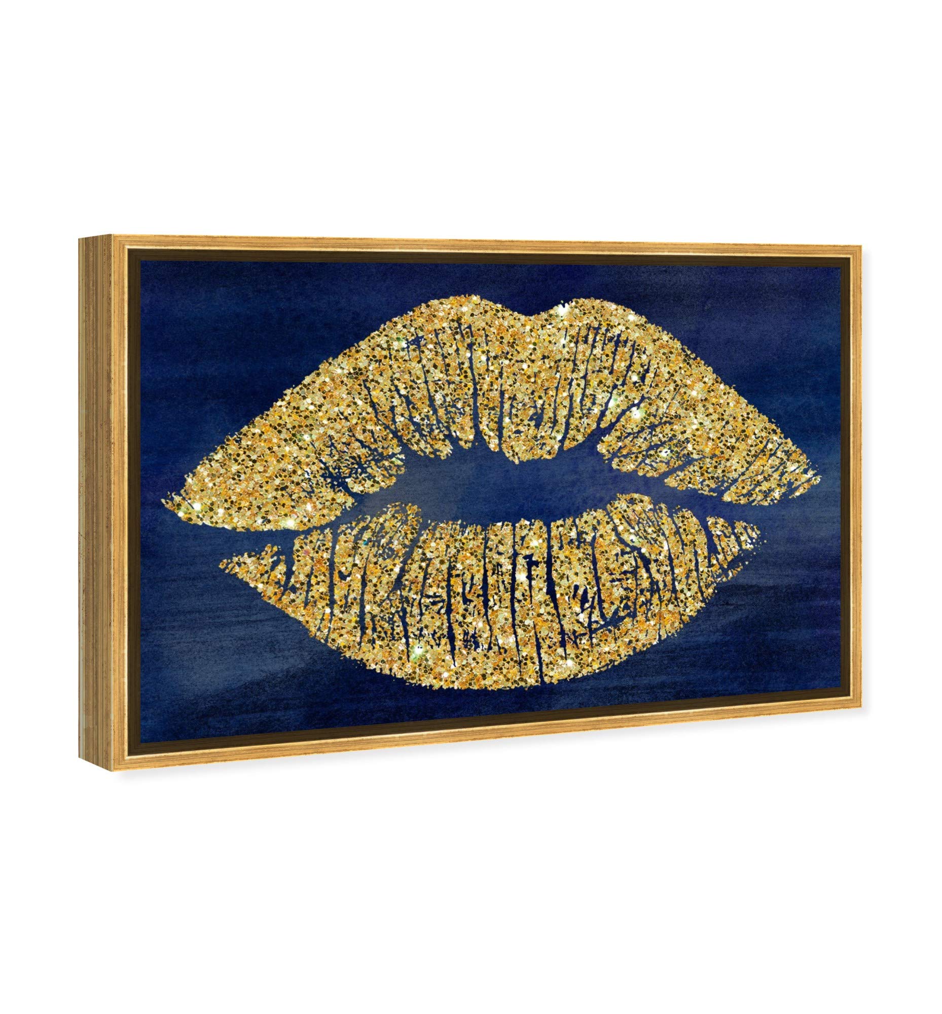 Oliver Gal Solid Kiss Navy Glitter Framed Abstract Wall Art - 60