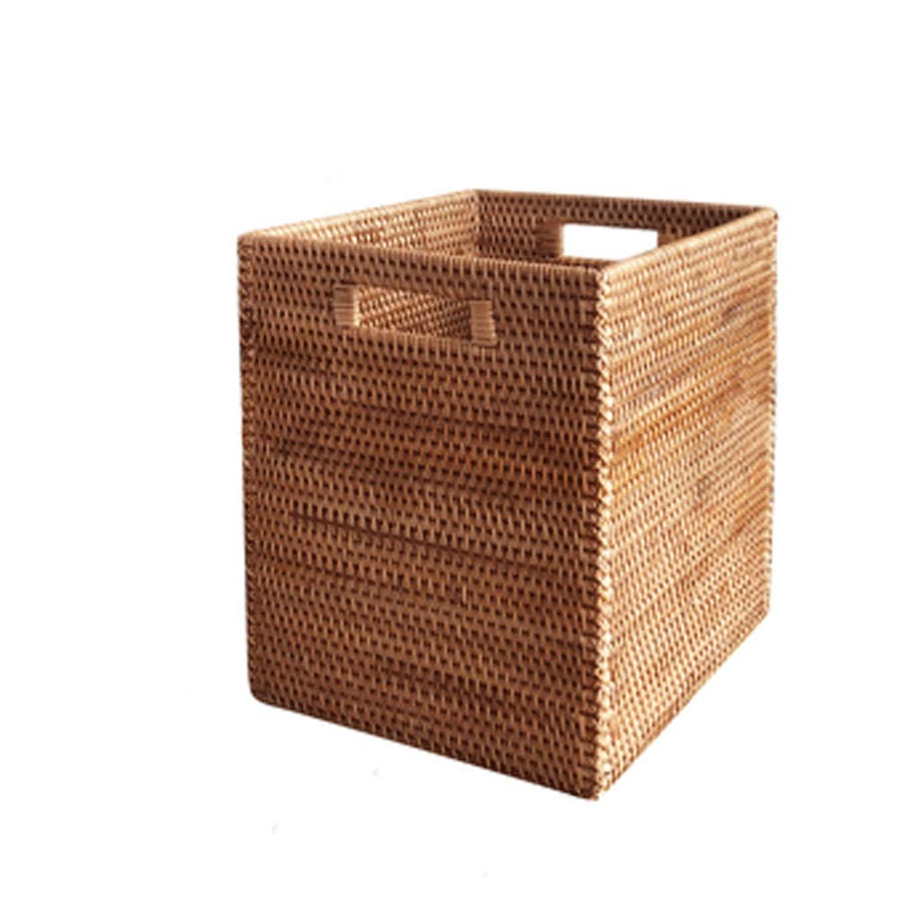 Handmade Rattan Storage Basket Organizer - Natural Brown Woven Storage Bin for Keys, Remotes & Essentials - Stackable Right Angle Large Basket for Home, Office & Bathroom Organization