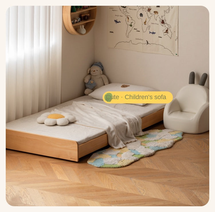 Solid Beech Wood Space-Saving Bunk Bed with Guardrails - Sturdy Twin Over Twin Loft Bed for Kids & Teens - Perfect for Small Bedrooms, Guest Rooms & Dormitories