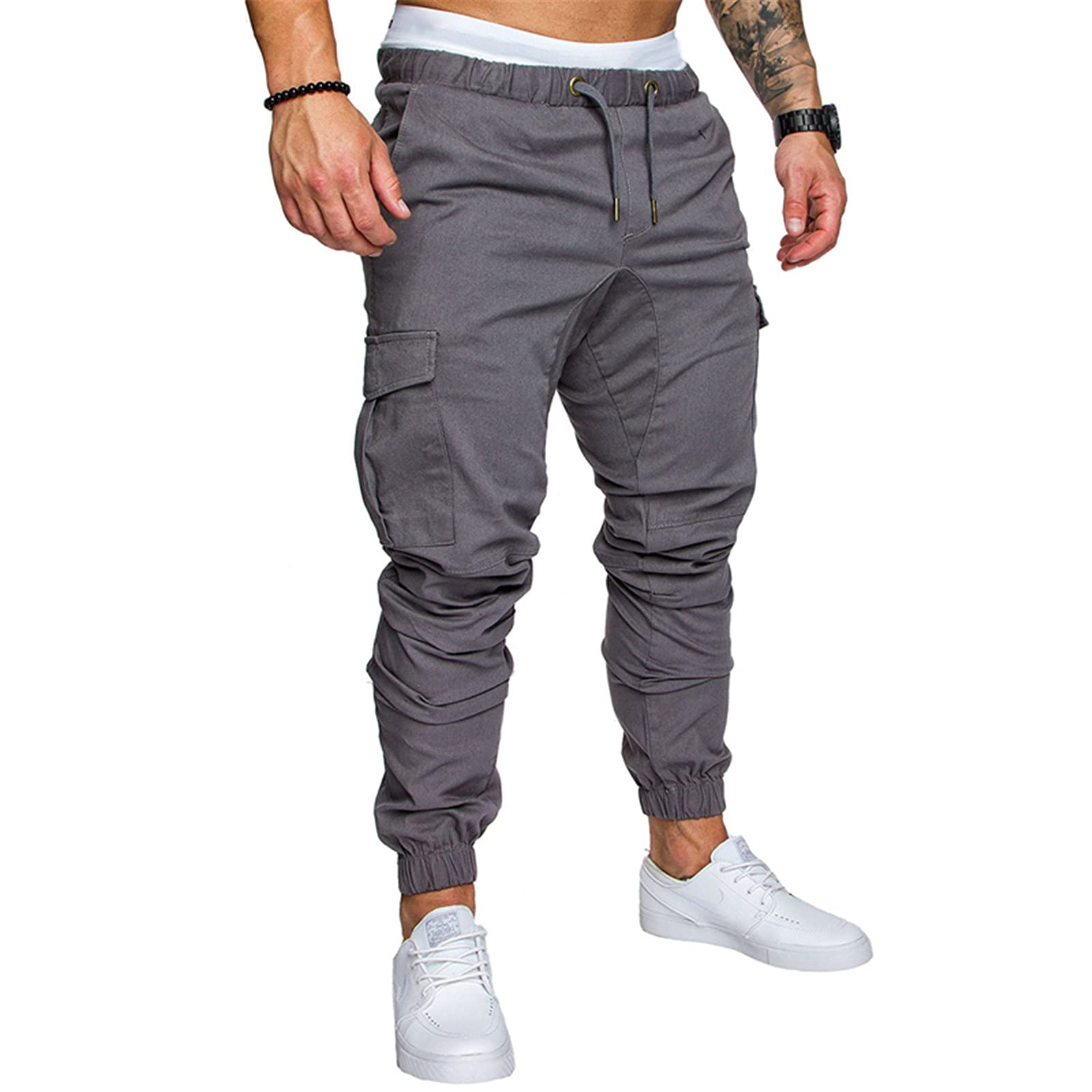 Men's Athletic Cargo Sweatpants for Running, Workout & Hiking with Pockets