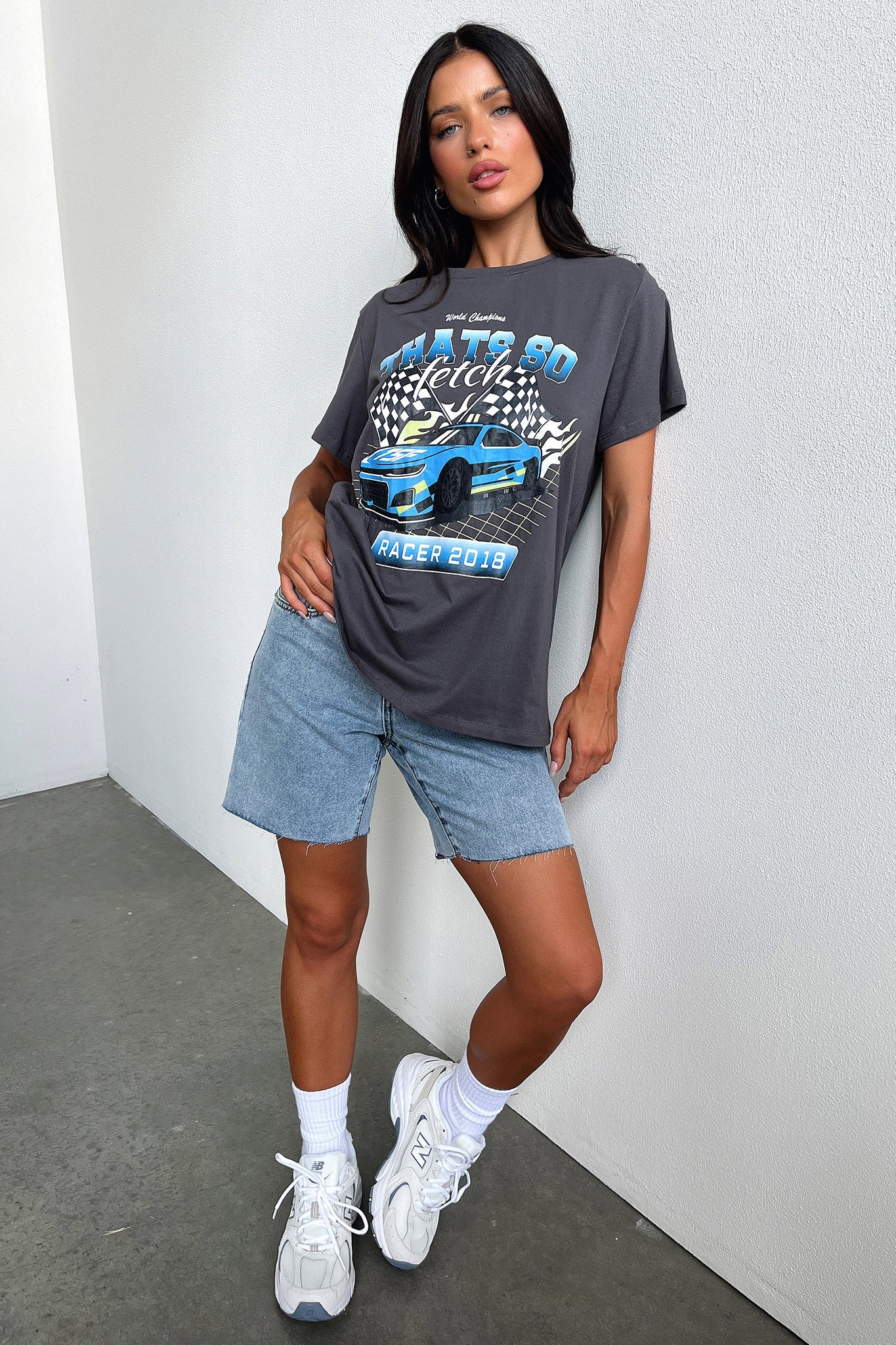 Homestretch Oversized T-Shirt for Men & Women - Soft Cotton Relaxed Fit Tee in Charcoal Gray | Perfect for Casual Wear, Lounge & Street Style Outfits